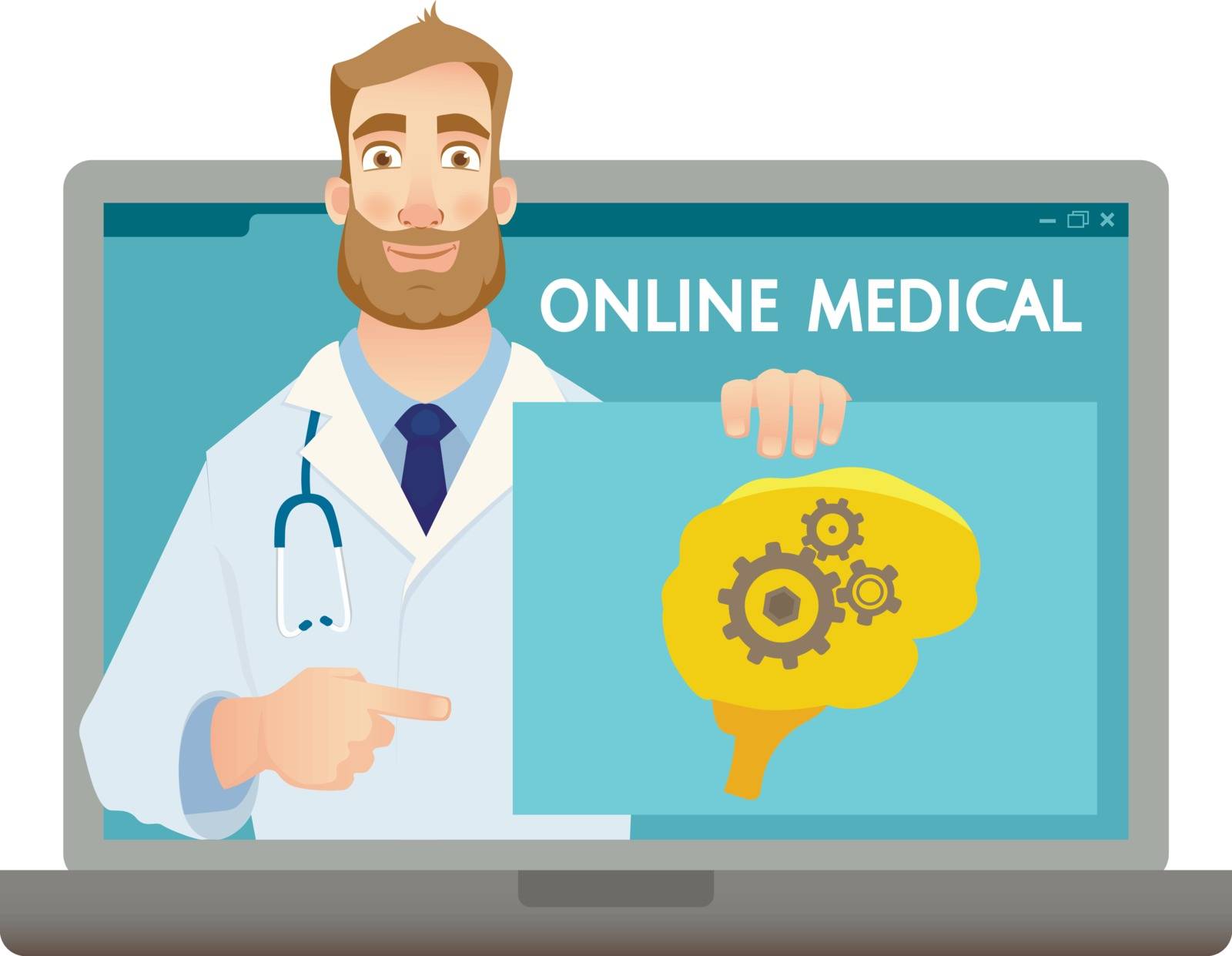 Online medical consultation. Medicine concept. Online doctor vector illustration