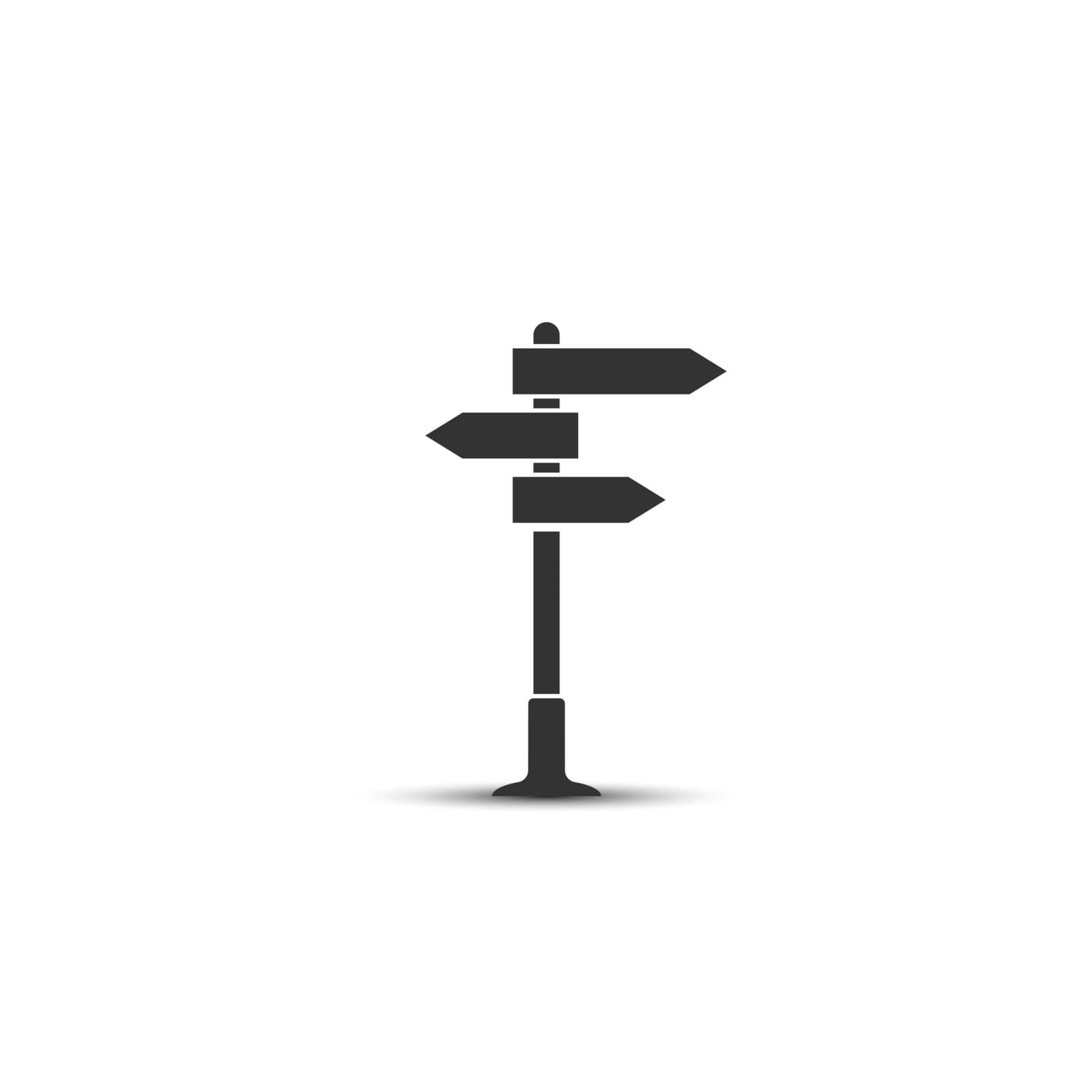 Direction indicator icon with two placemarks. Vector illustration. Stock image isolated on a white background.