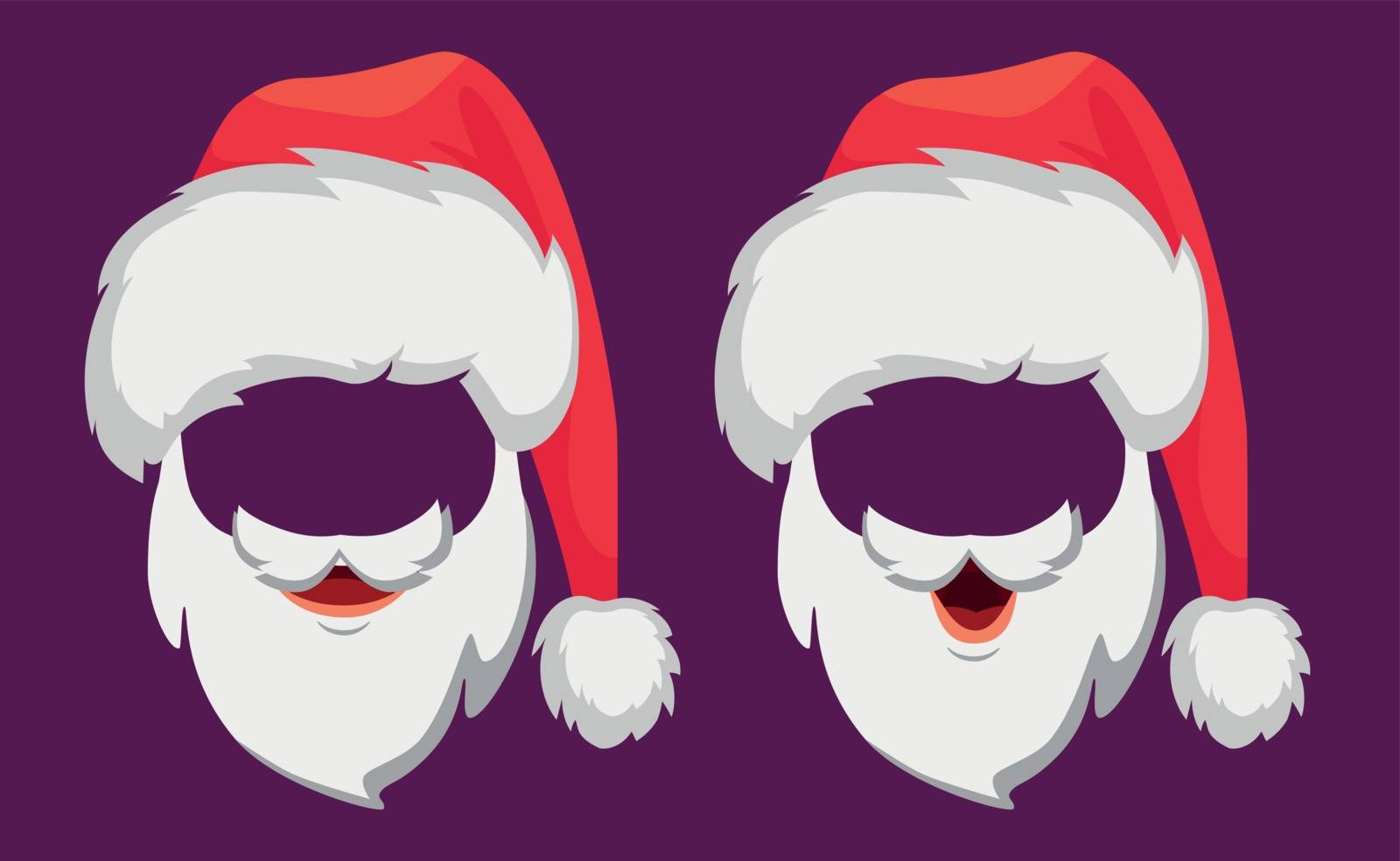 Santa Claus hat and beard. Santa Claus vector illustration