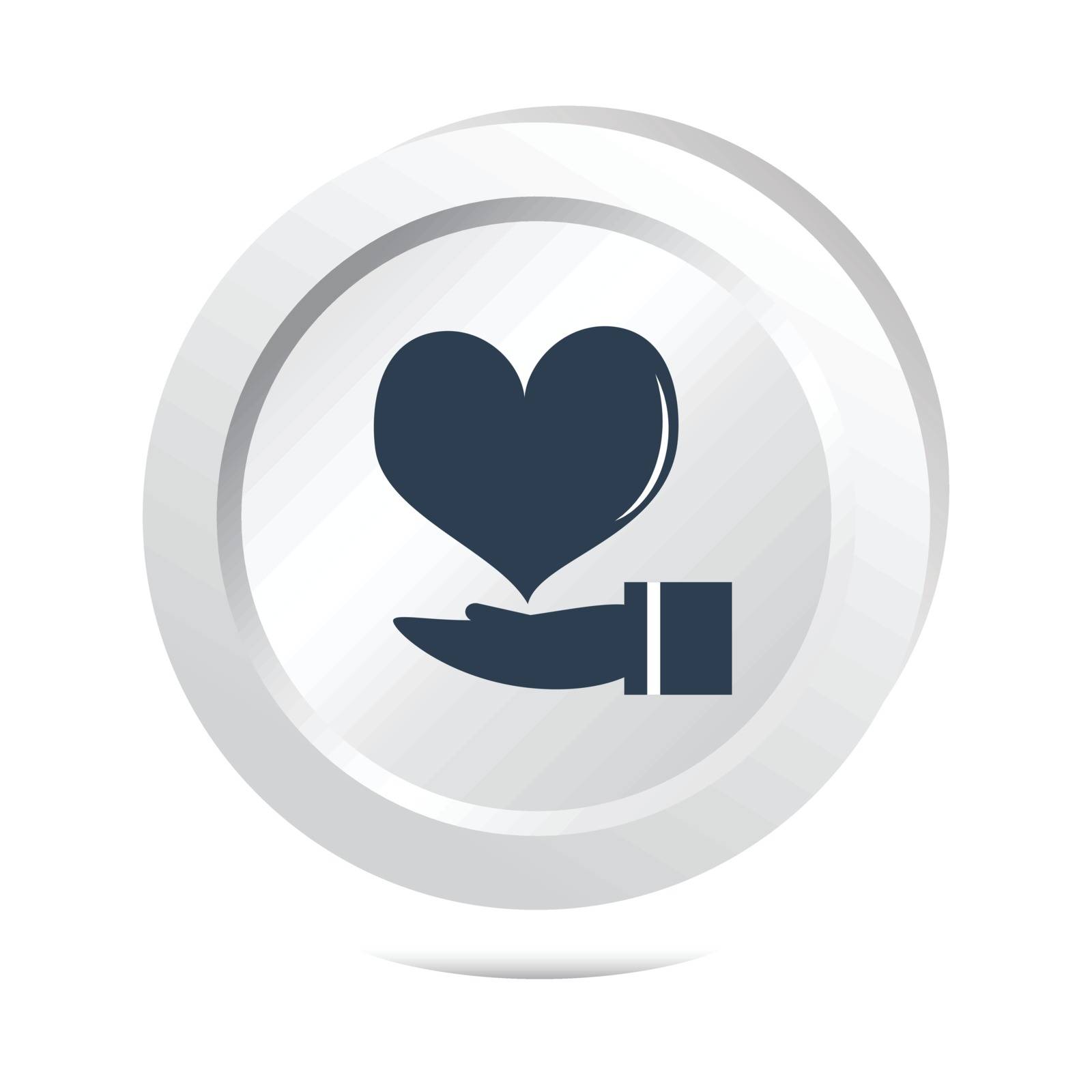 Heart in hand icon button icon