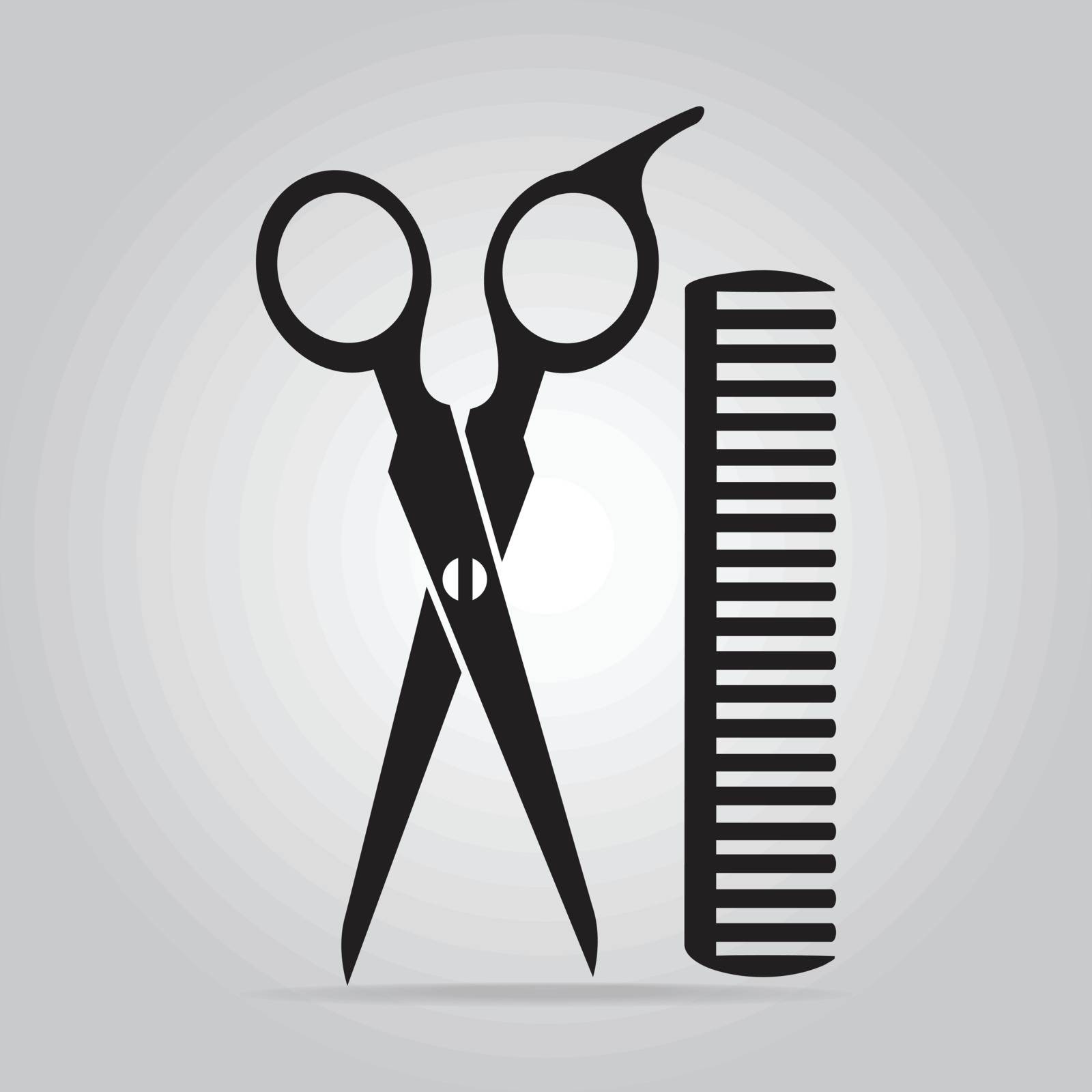Hair salon with scissors and comb icon, vector illustration