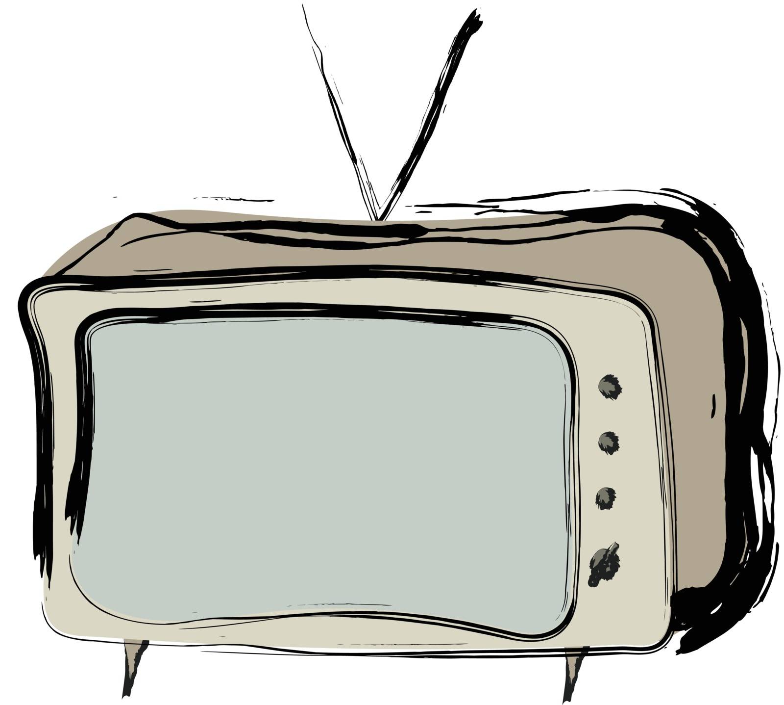 Retro television on white background