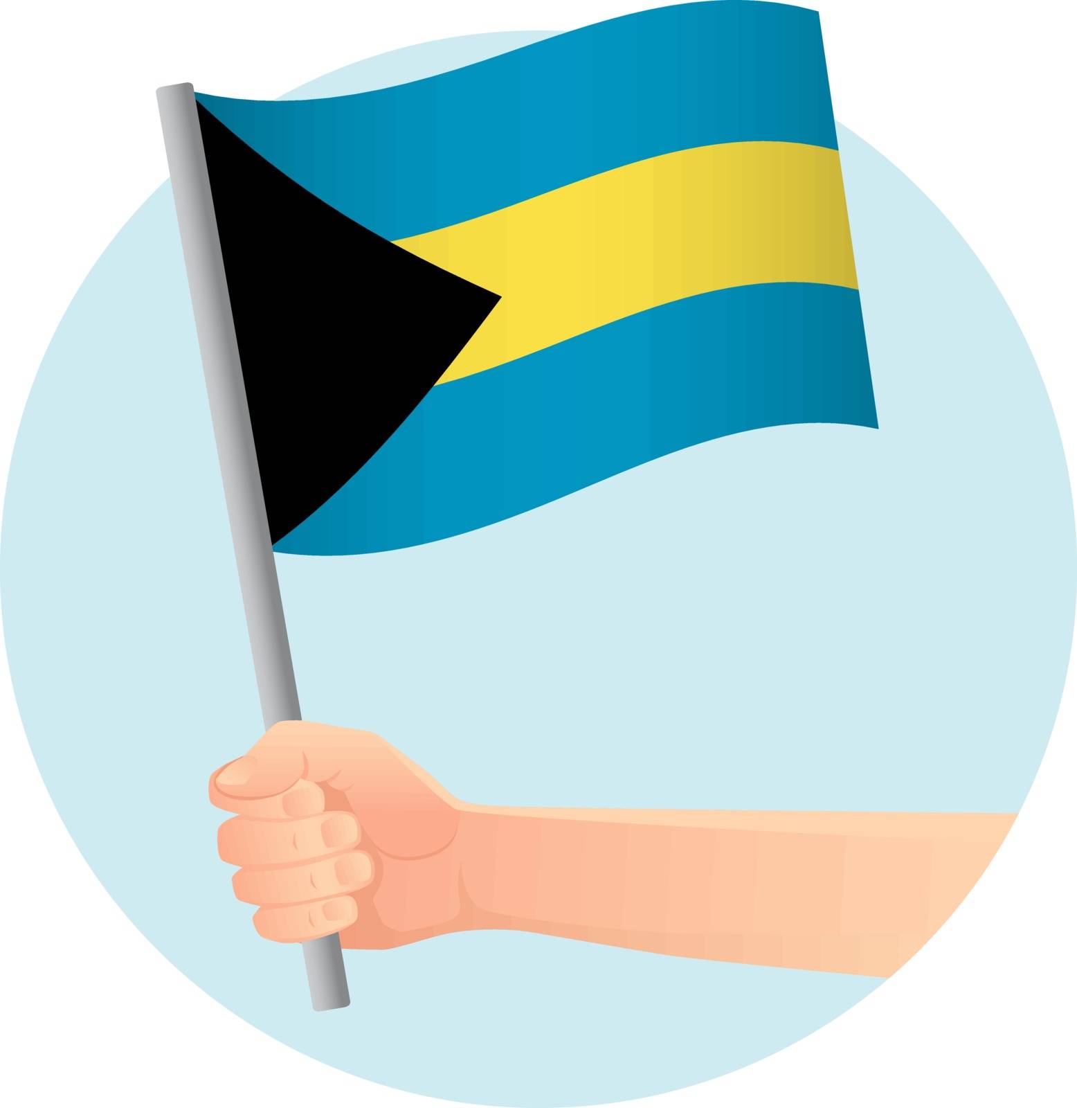 Bahamas flag in hand. Patriotic background. National flag of Bahamas vector illustration