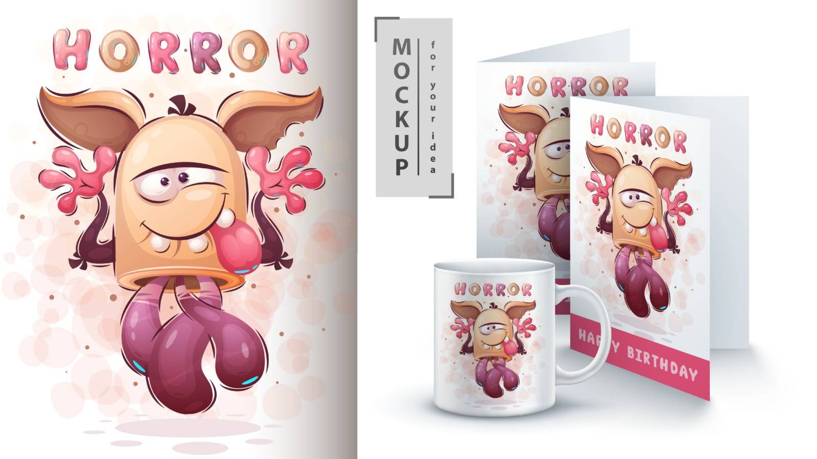 Cute monster - poster and merchandising. Vector eps 10
