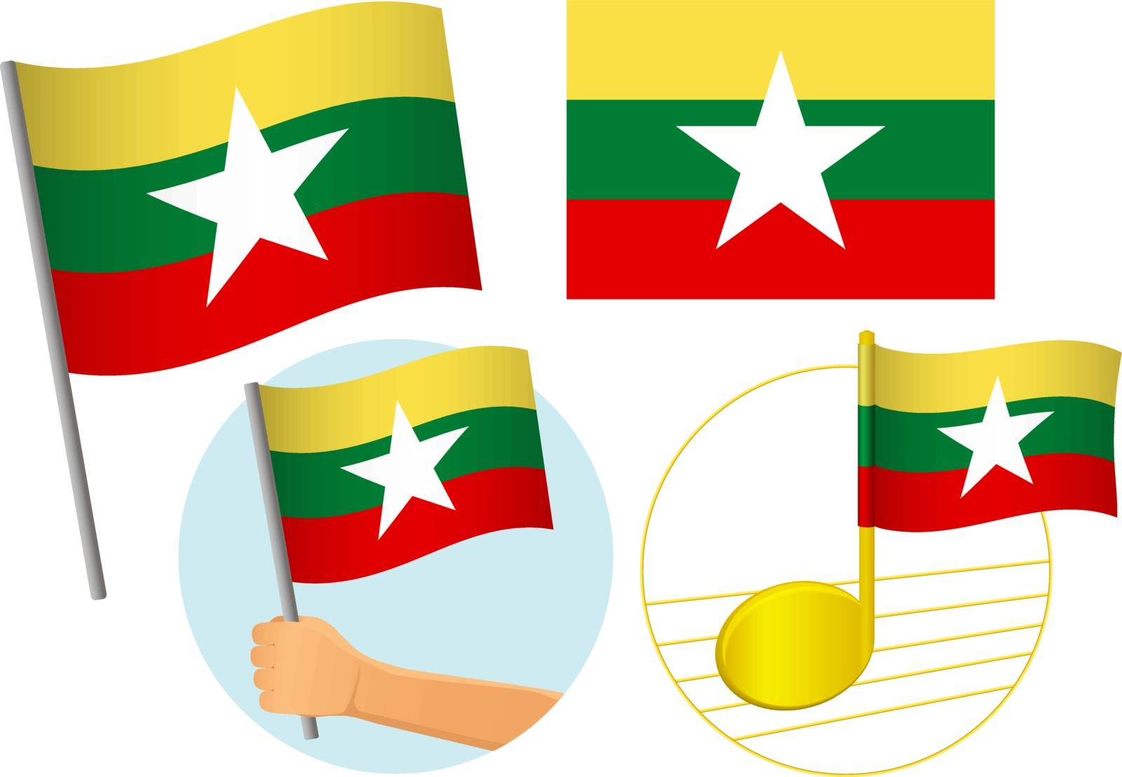 Burma flag icon set by Visual-Content