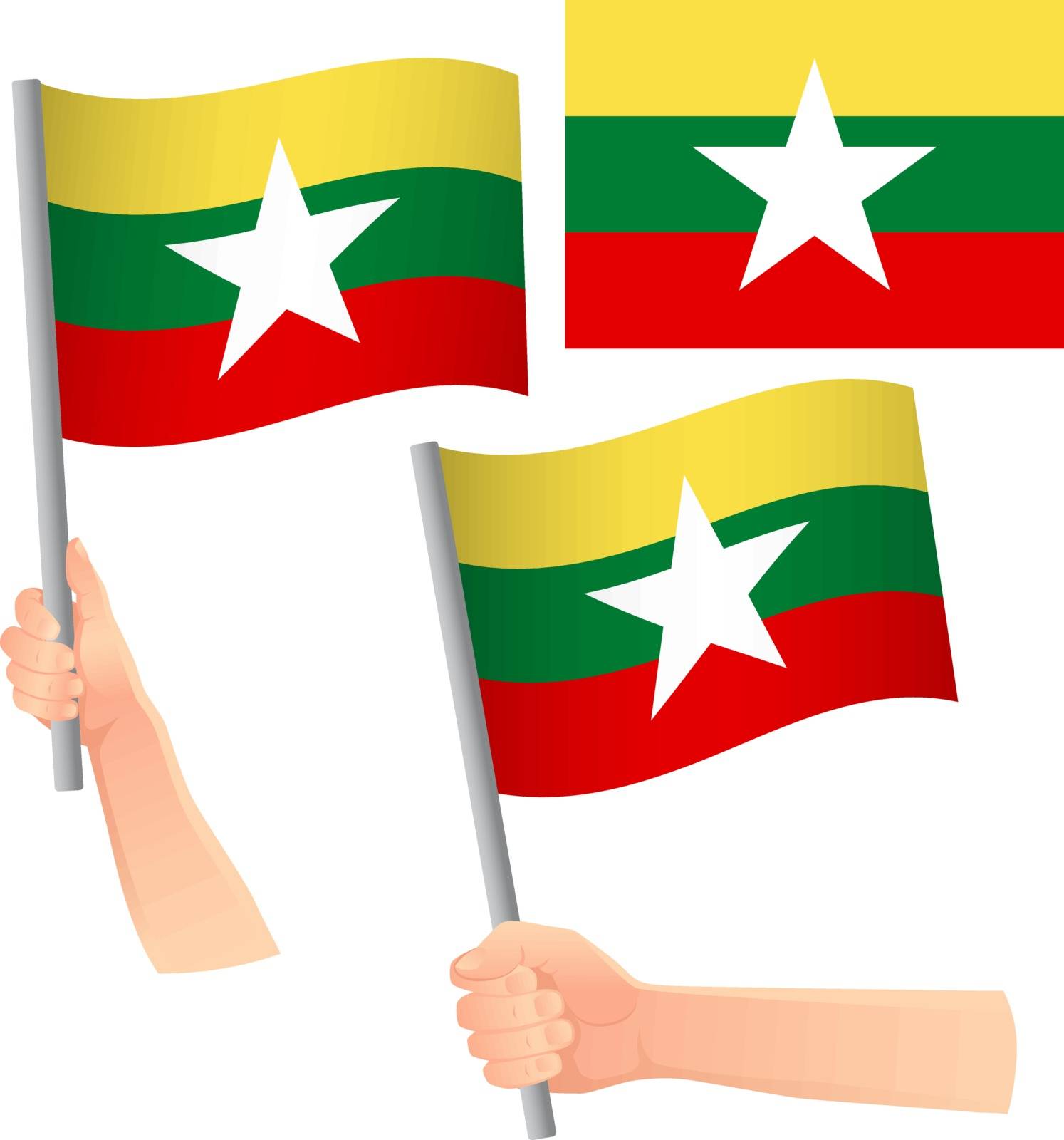 Burma flag in hand set by Visual-Content