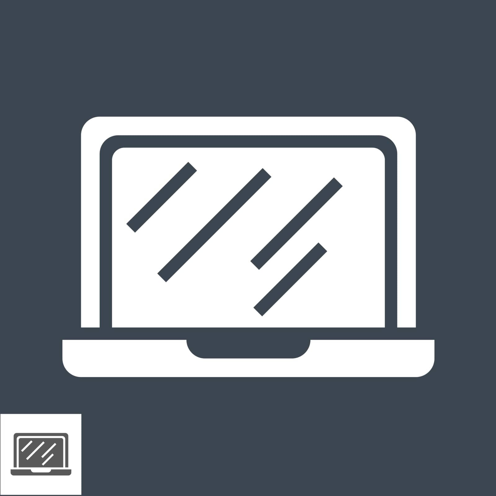 Laptop Related Vector Glyph Icon. Isolated on Black Background. Vector Illustration.
