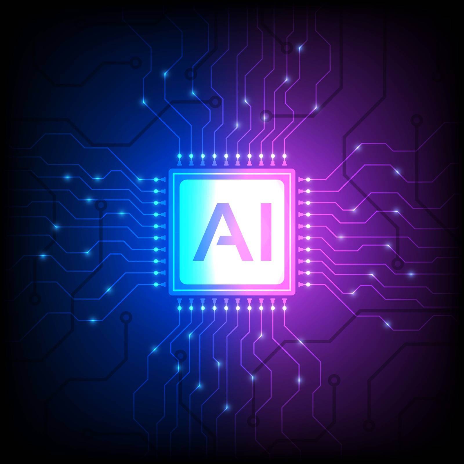 Artificial intelligence, ai analysis with processor chip
