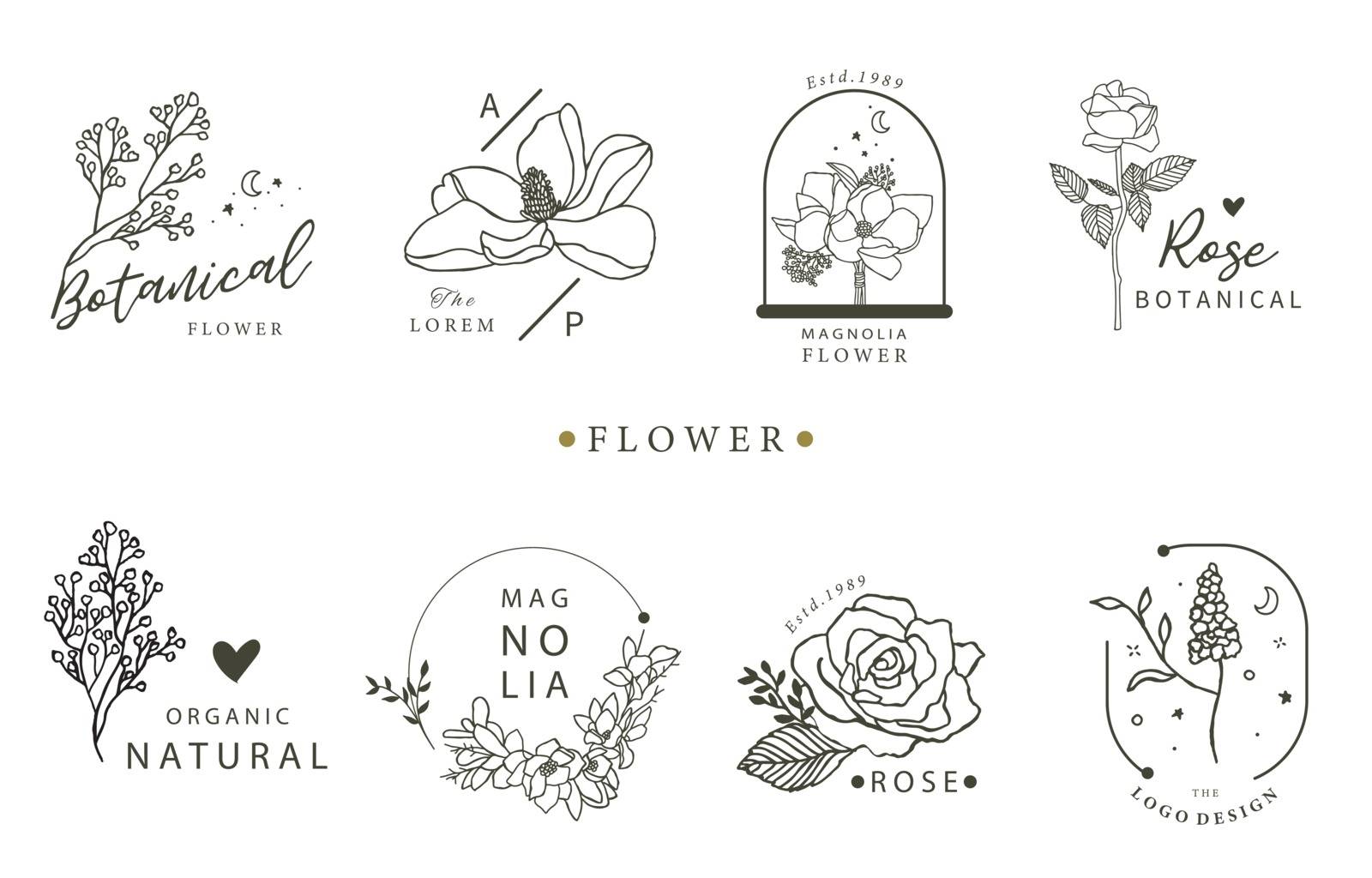 Beauty occult logo collection with geometric,rose,moon,star,flow by supidcha