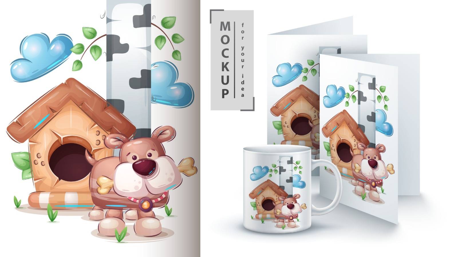 Cute house dog poster and merchandising. Vector eps 10