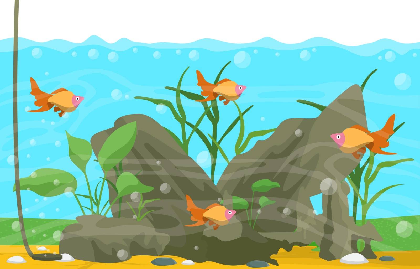 Beautiful Aquarium Fish Colorful Reef Water Plant Illustration by jongcreative