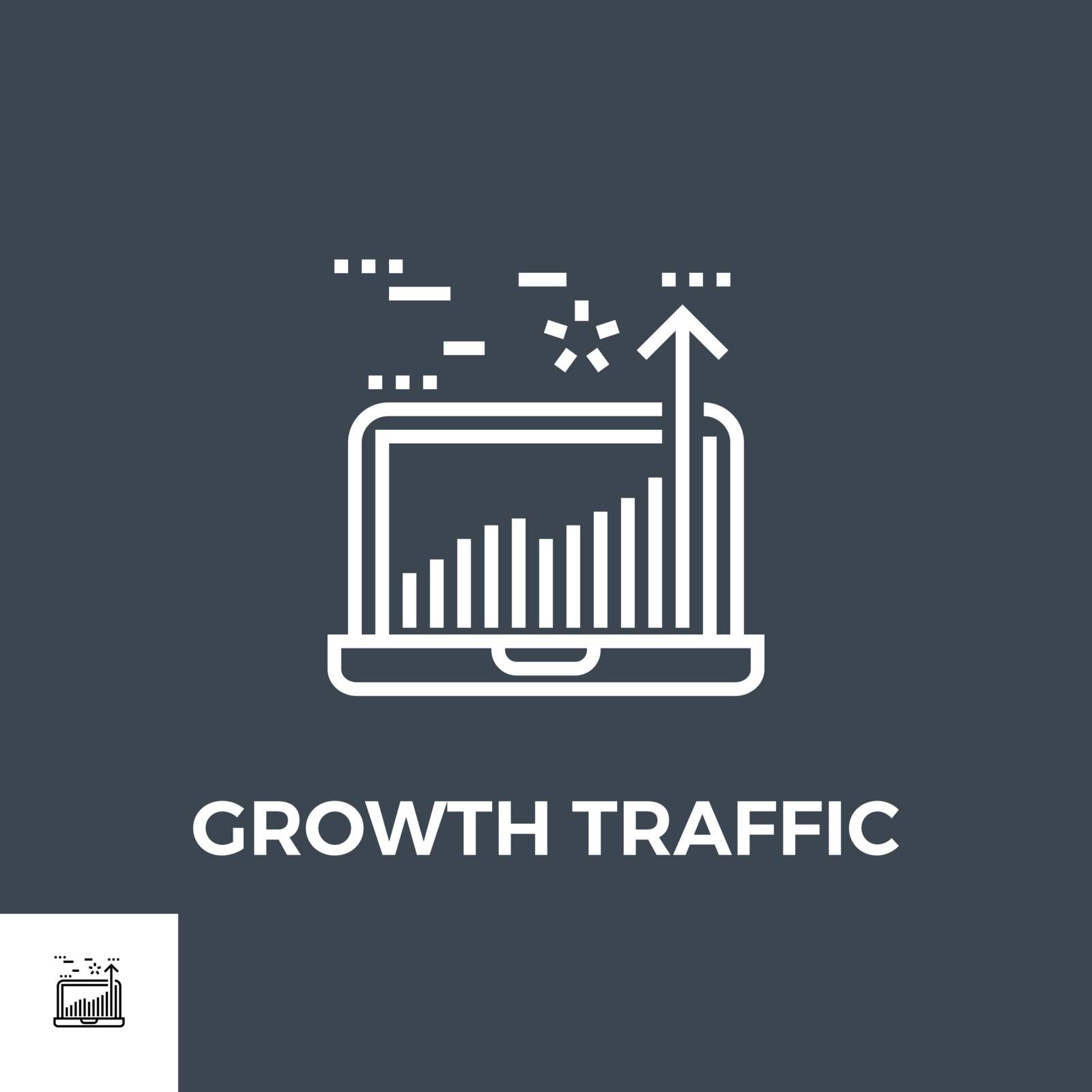 Growth Traffic Related Vector Thin Line Icon. Isolated on Black Background. Vector Illustration.