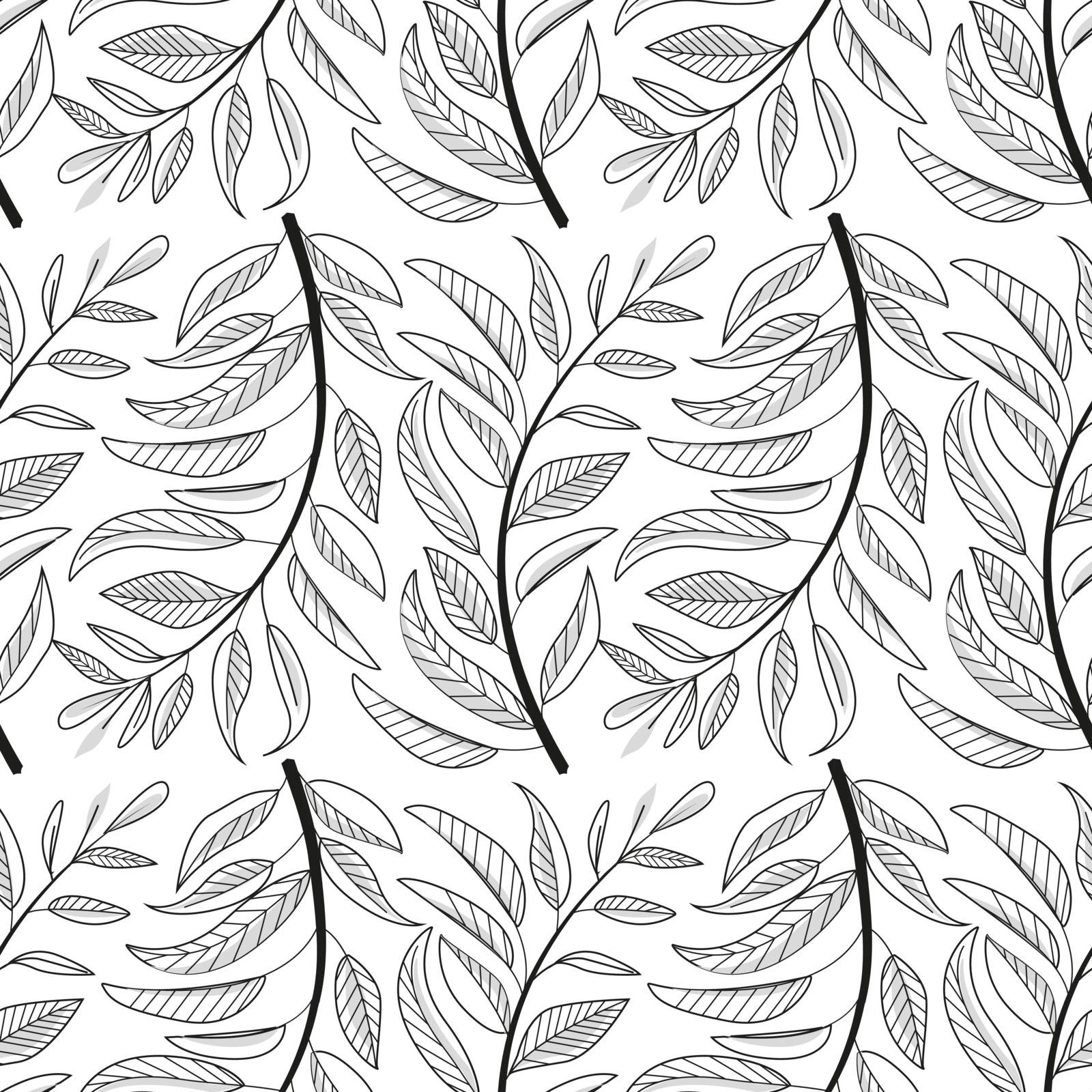 Vector illustration of leaves seamless pattern. Natural background with green leaves