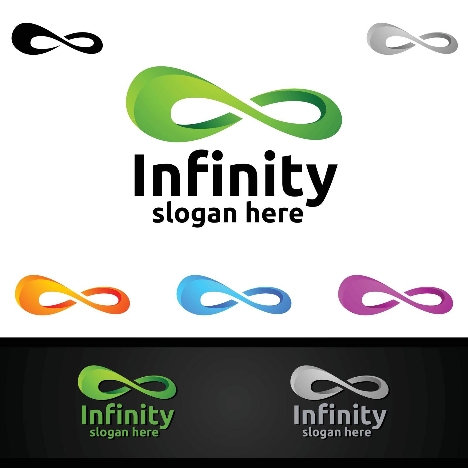 Infinity loop logo icon. Vector unlimited infinity, endless line shape sign by denayuneyi