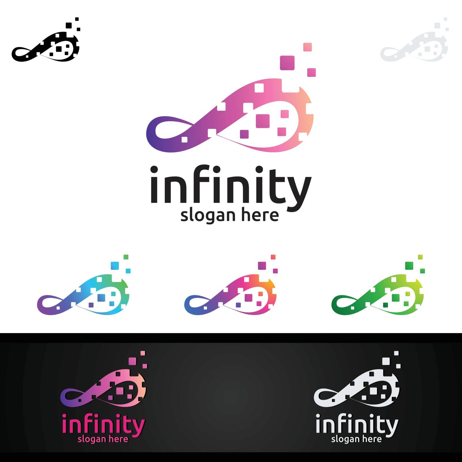Infinity loop logo icon. Vector unlimited infinity, endless line shape sign