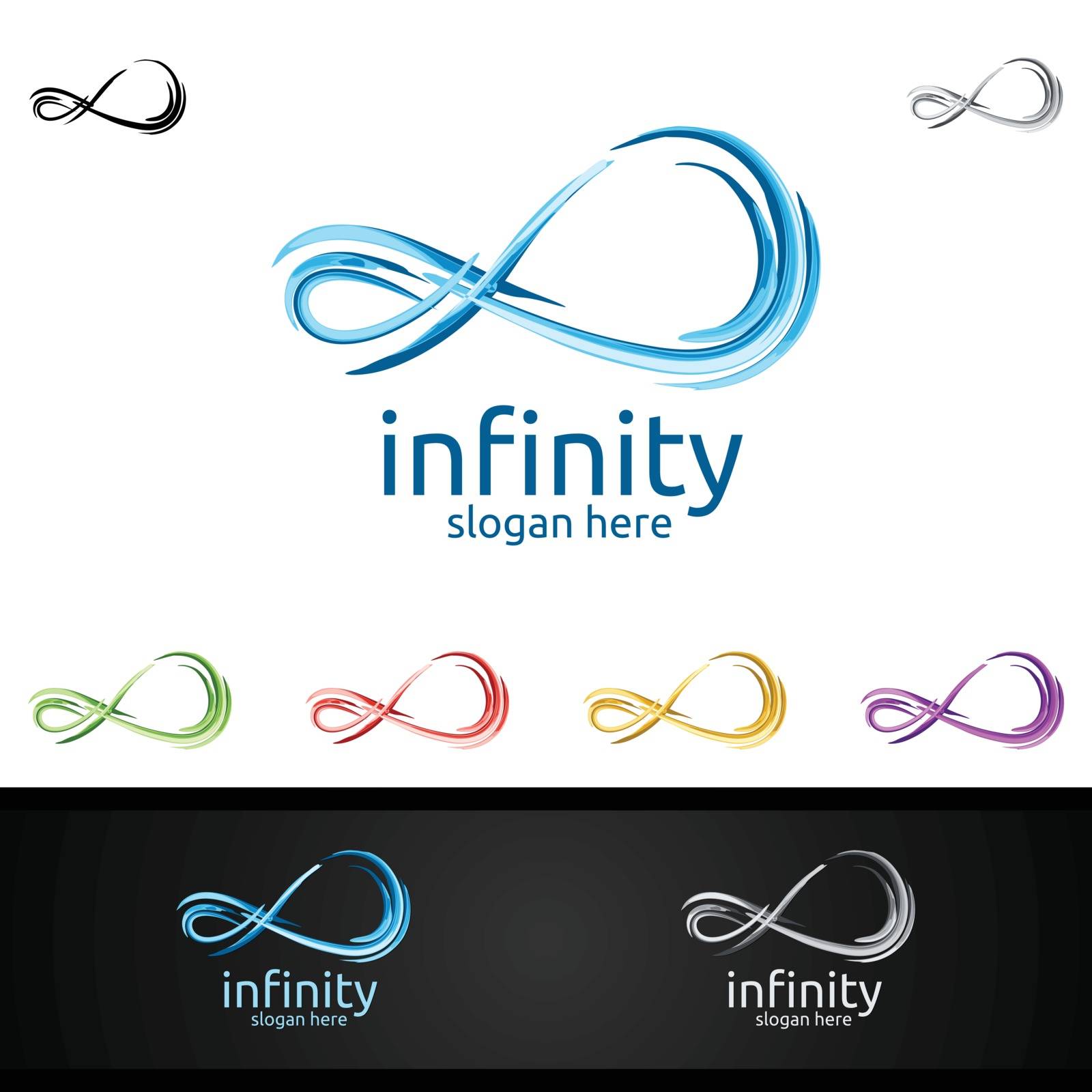 Infinity loop logo icon. Vector unlimited infinity, endless line shape sign by denayuneyi