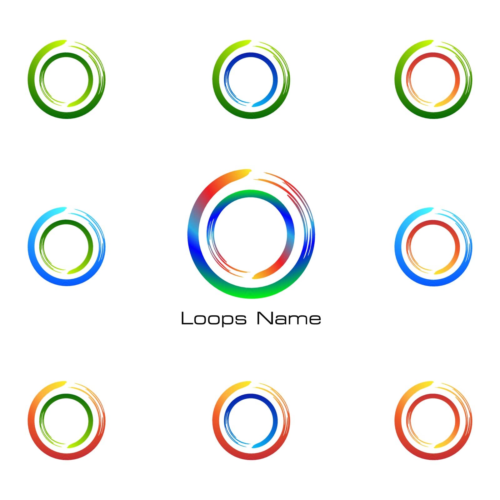 Abstract Loop Logo with Geometric Circle Wheels set. Business icon, web, Vector Label and Emblem. by denayuneyi