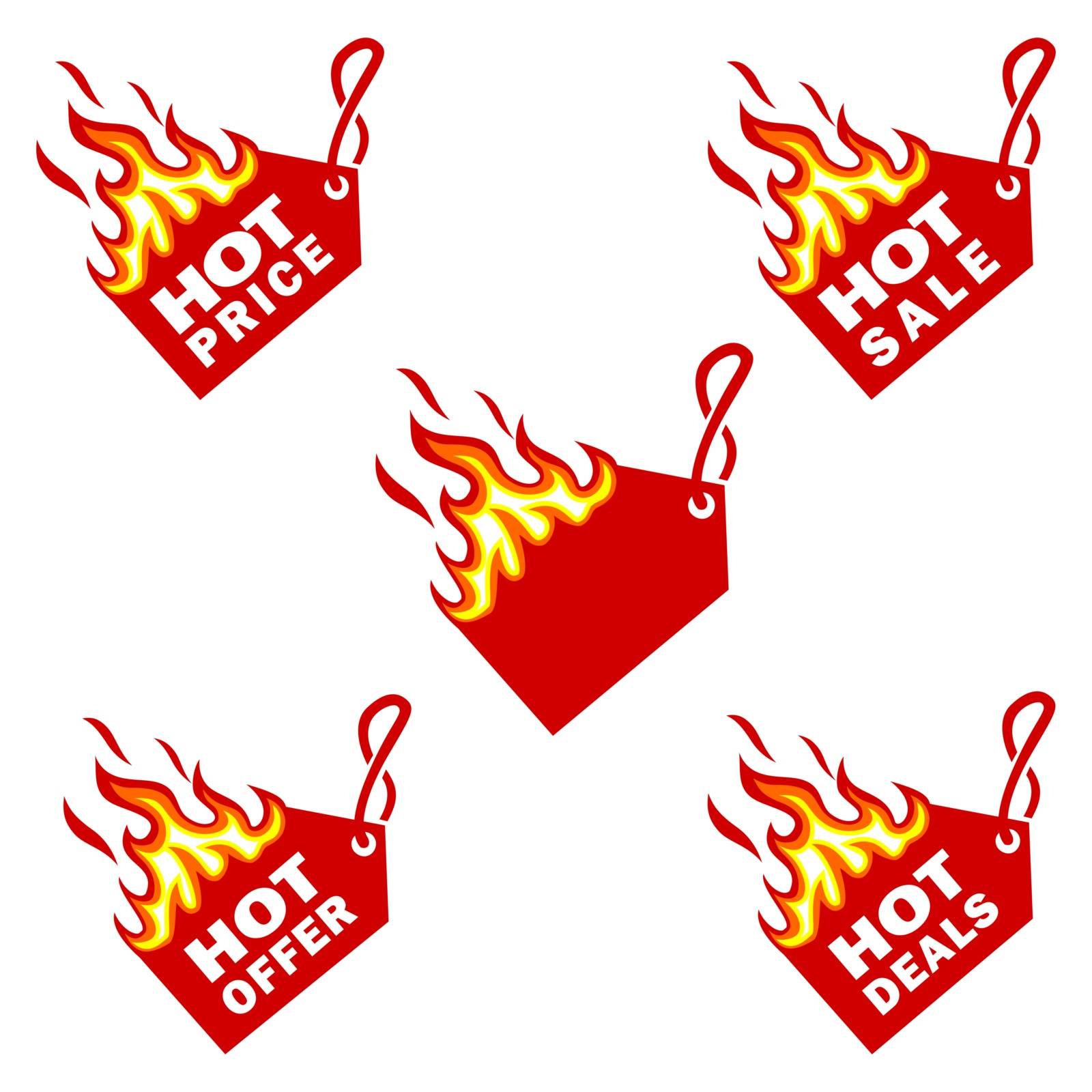 Hot Price and Hot Deal labels, Flame Tags sale promotion design templatefire logo2 by denayuneyi