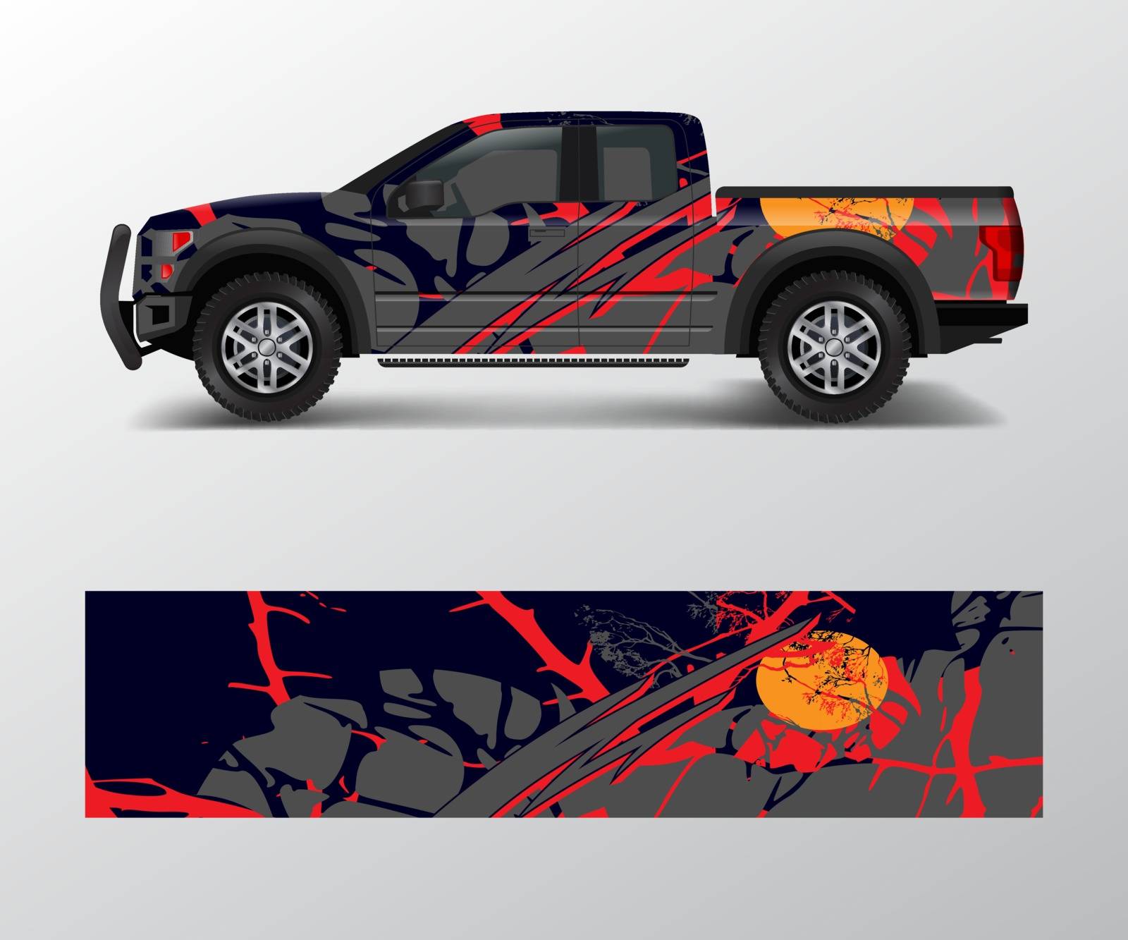Truck and car decal wrap vector, Graphic abstract racing stripe designs for wrap vehicle by ANITA