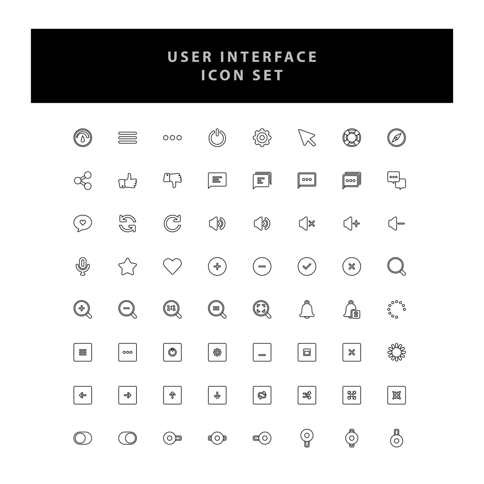 Basic user interface vector icons Set with outline design