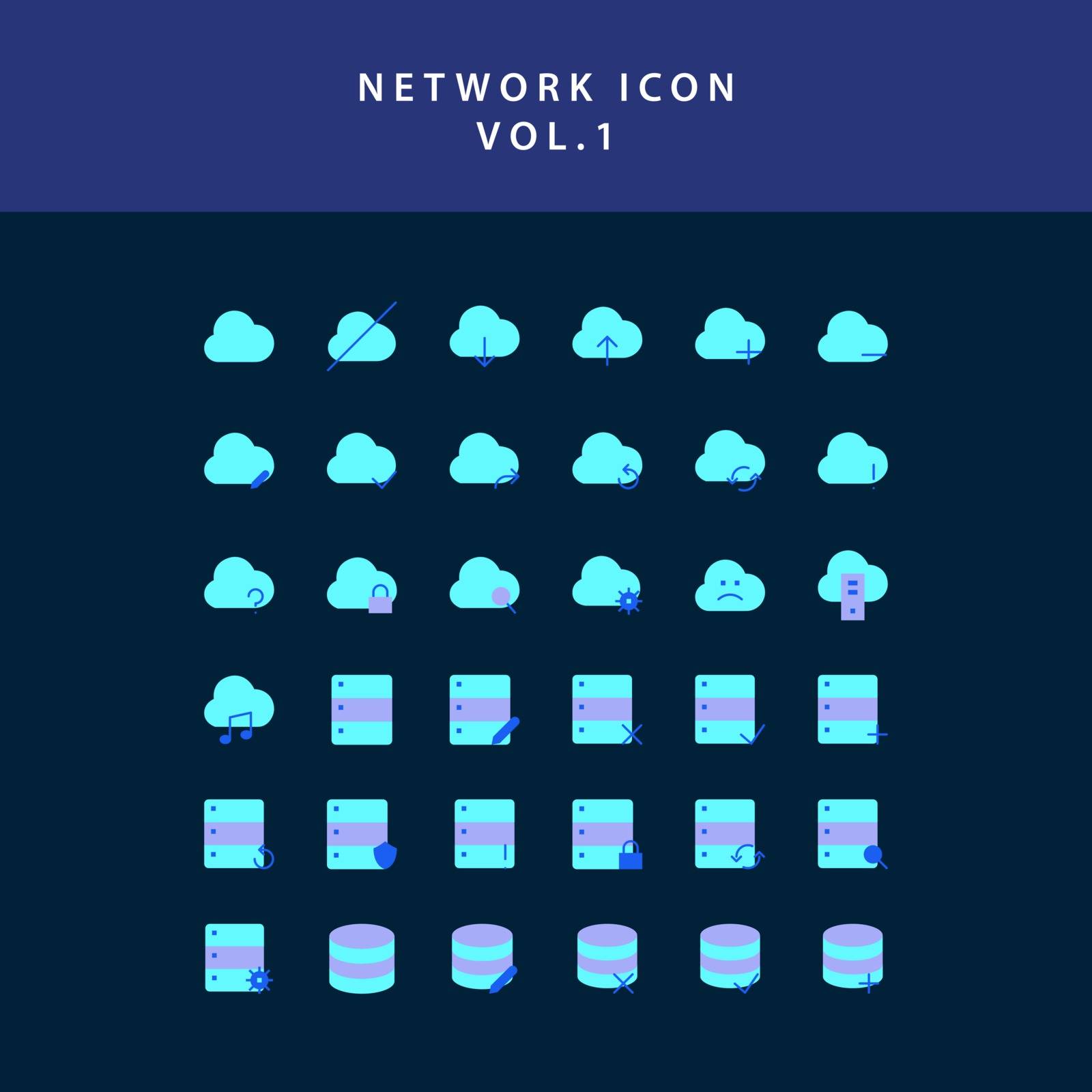 Cloud computing network  flat style design icon set vol1 by ANITA