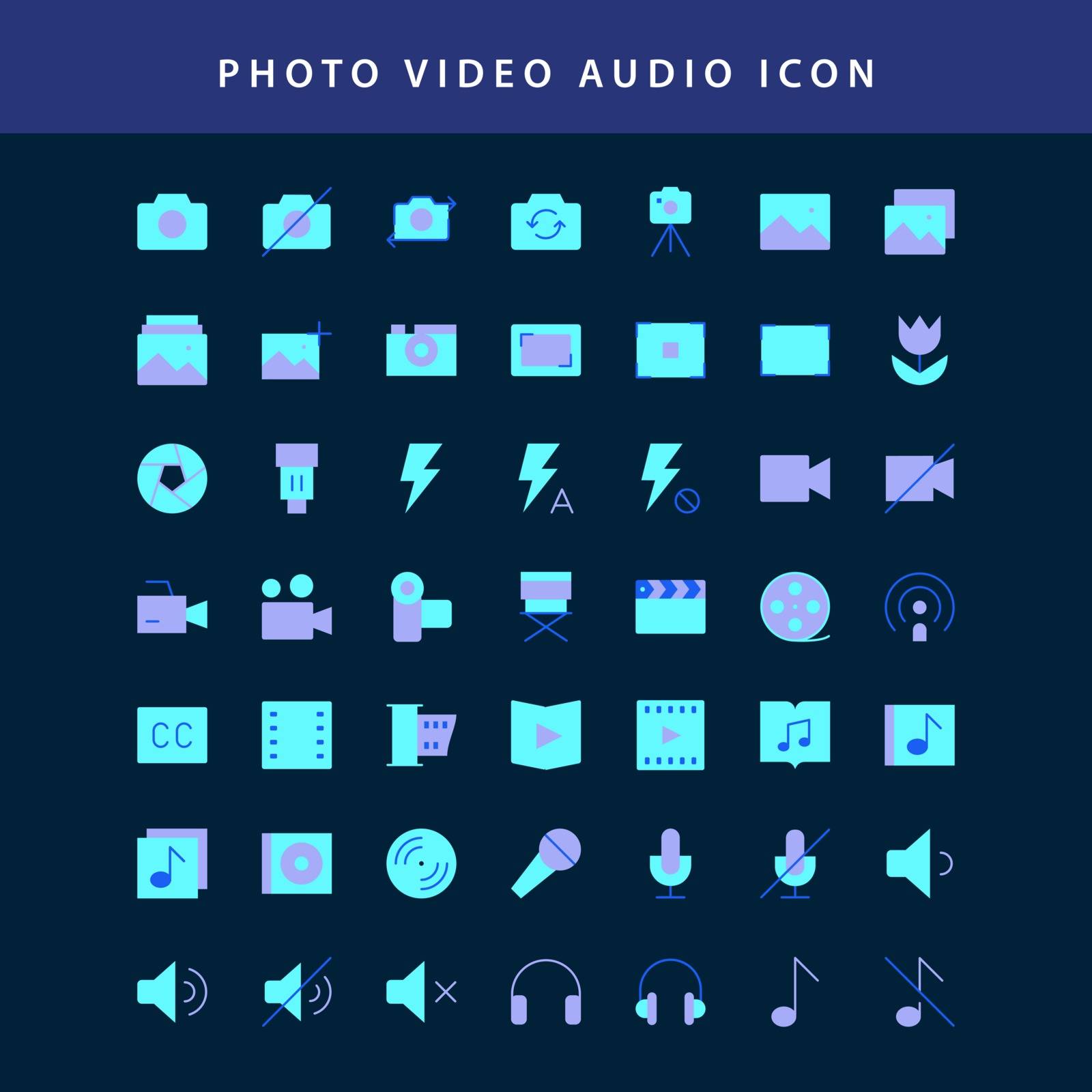 photo video  flat style design icon set vol1