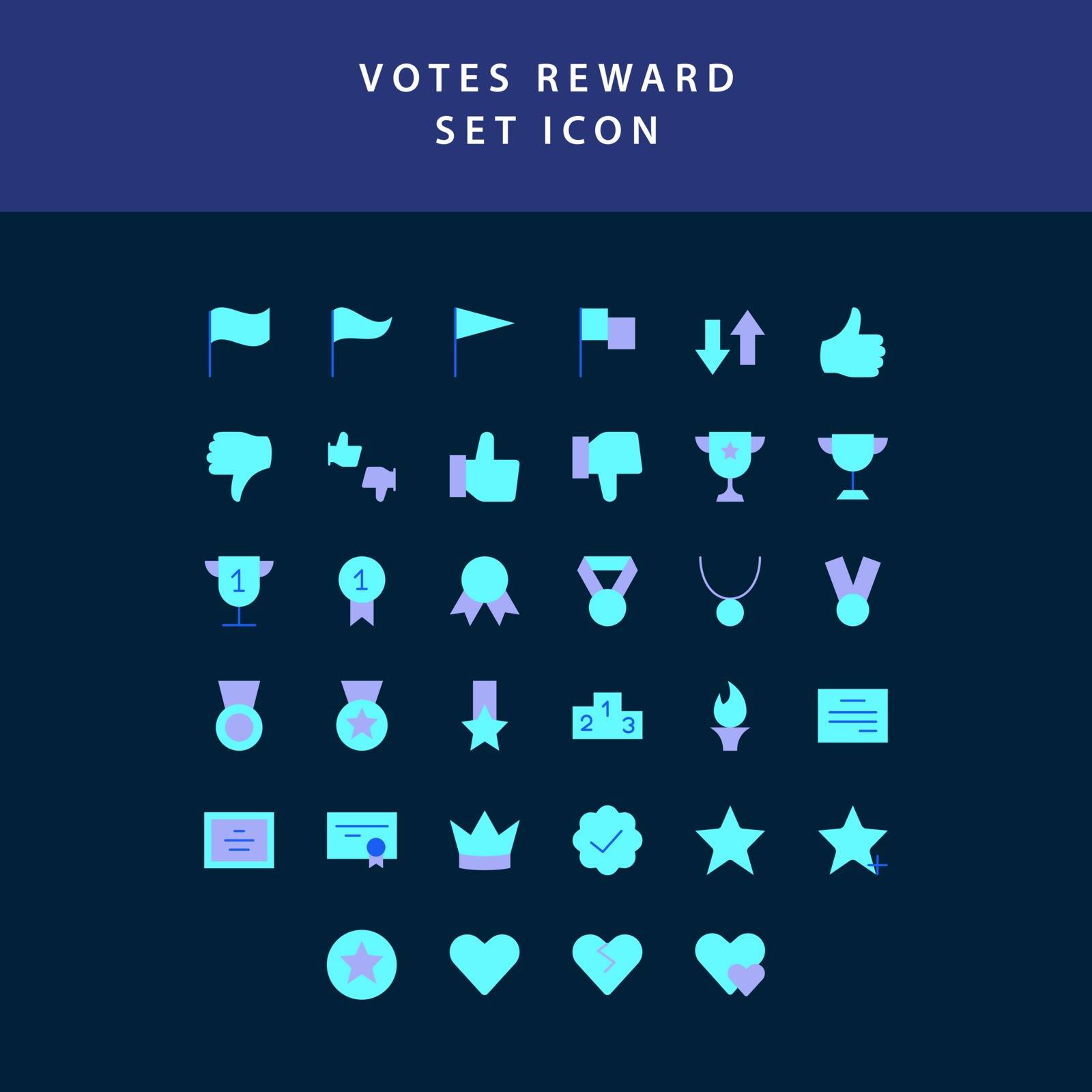 reward and votes  flat style design icon set by ANITA