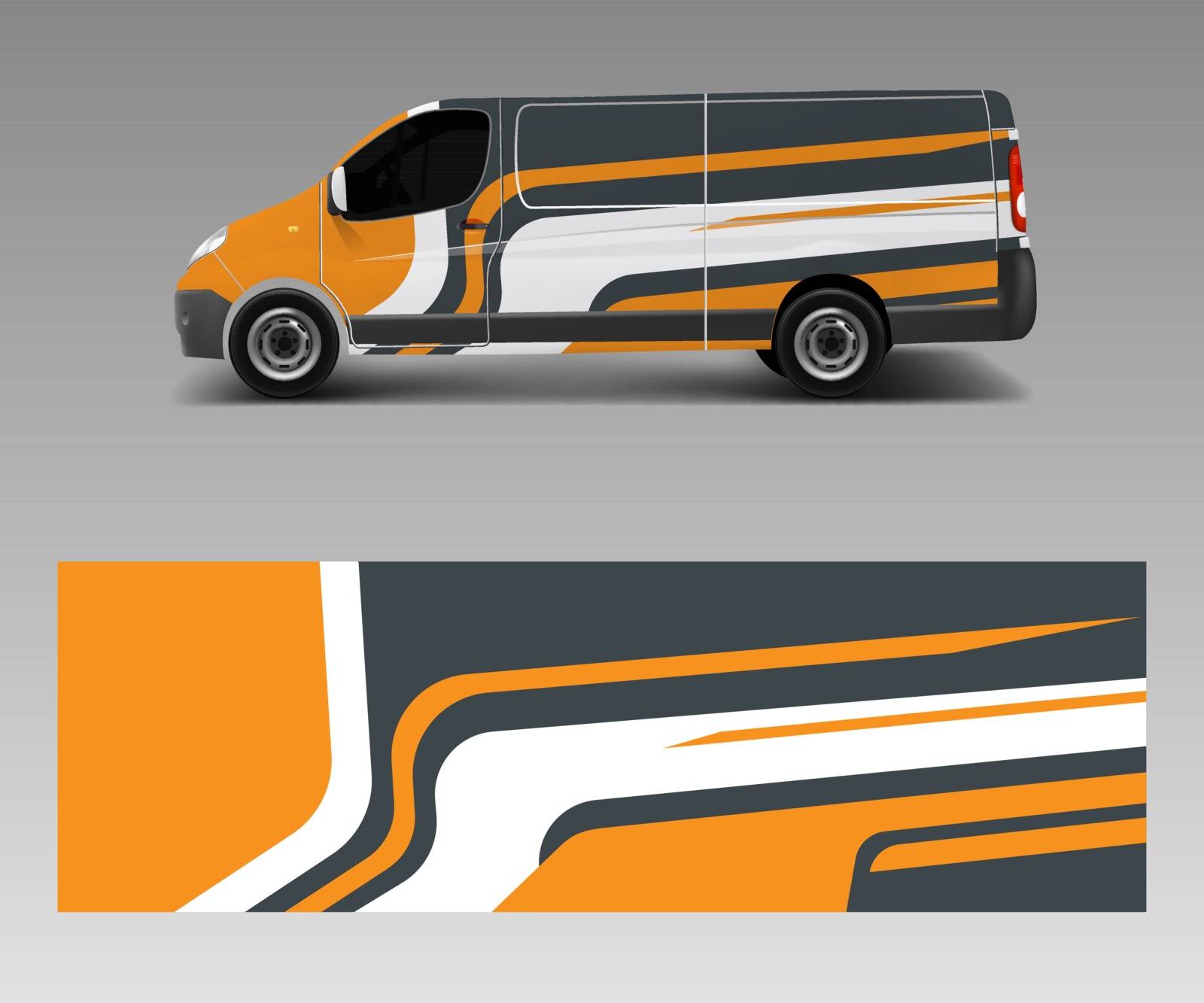 van decal wrap design vector for Company branding . Graphic wrap decal and sticker template vector by ANITA