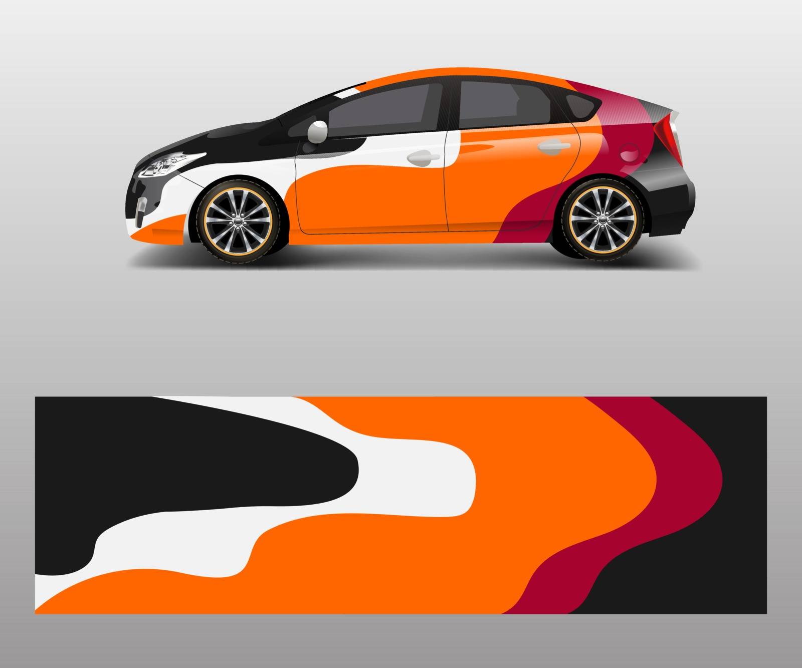 Company branding Car decal wrap design vector. Graphic abstract shapes designs company car by ANITA