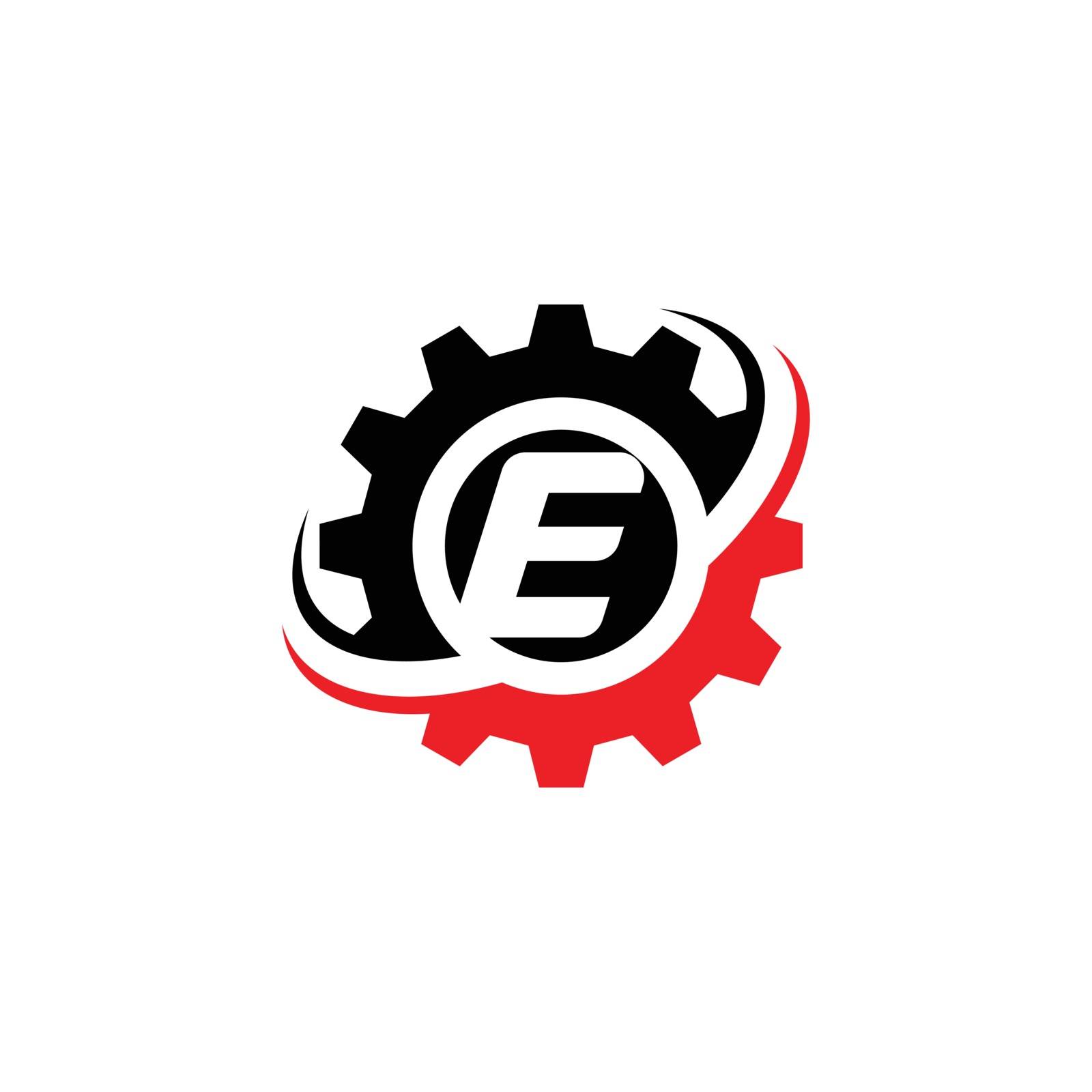 Letter E Gear Logo Design Template by ANITA