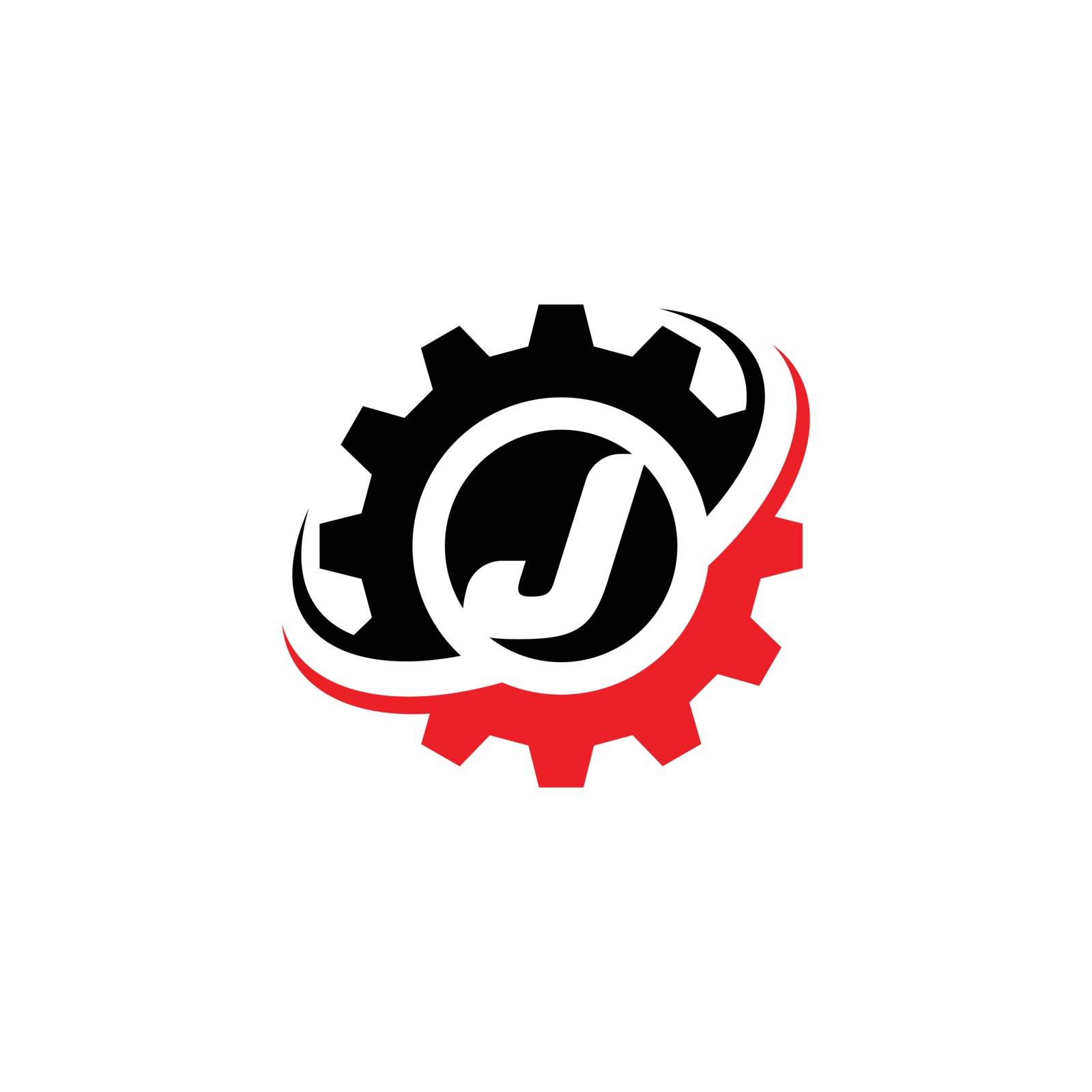 Letter J Gear Logo Design Template by ANITA