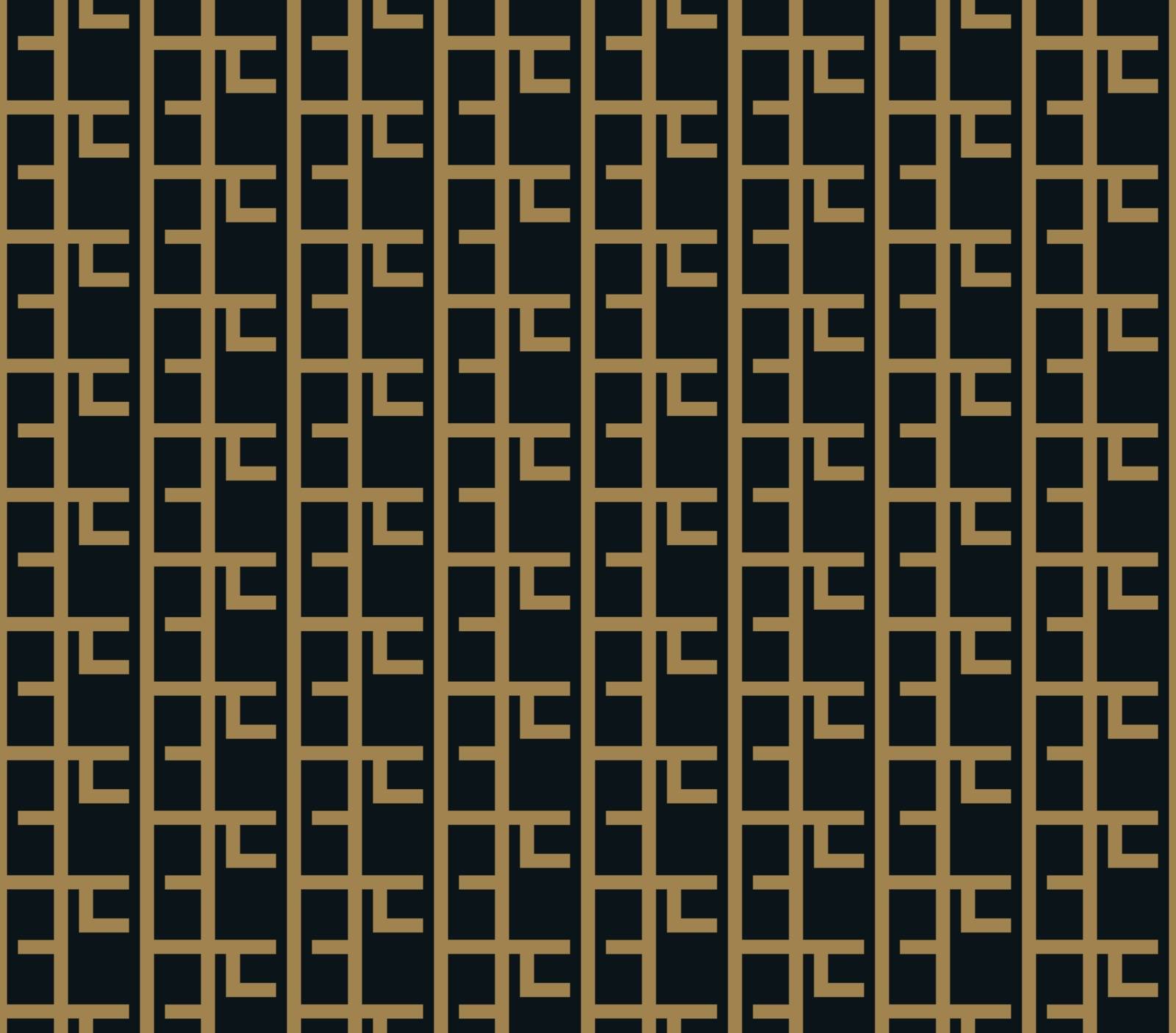 Abstract geometric pattern with lines. A seamless vector background. Blue black and gold texture