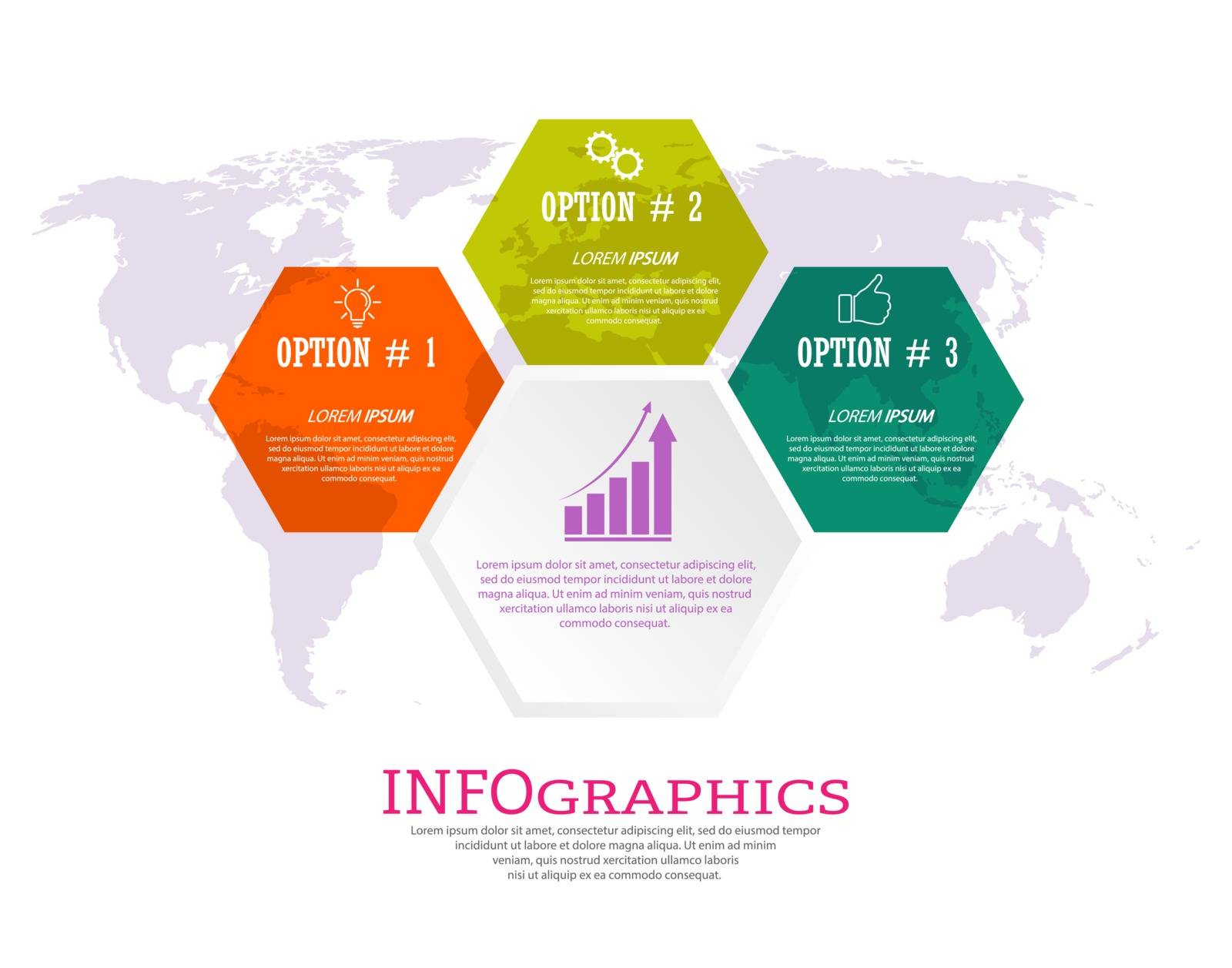 Infographic template with visual icons. 3 stages of business, tr by Grommik