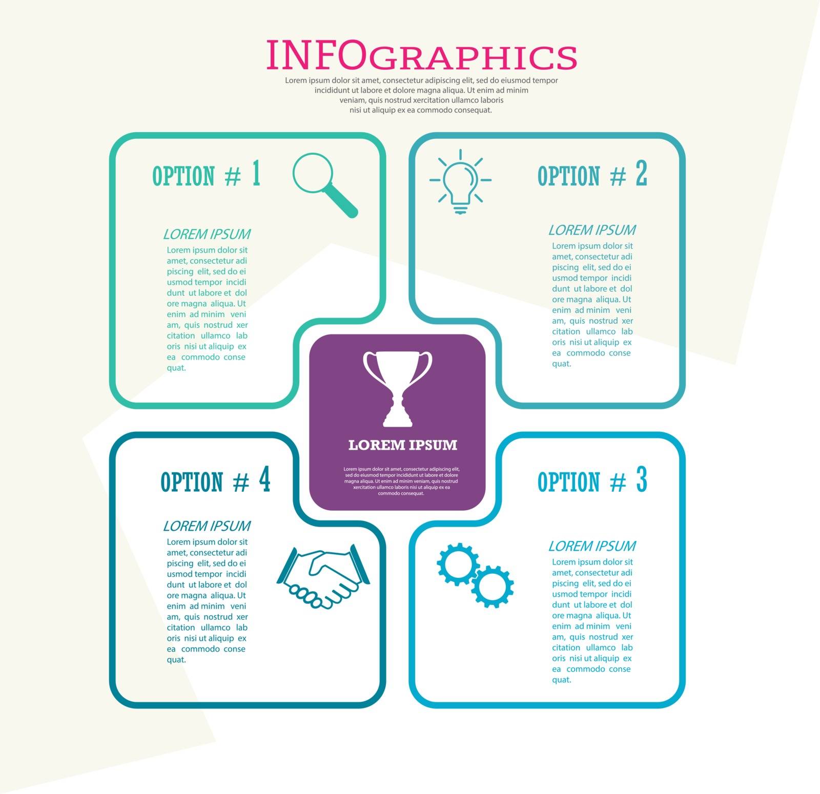 Infographic template with visual icons. 4 stages of business, tr by Grommik