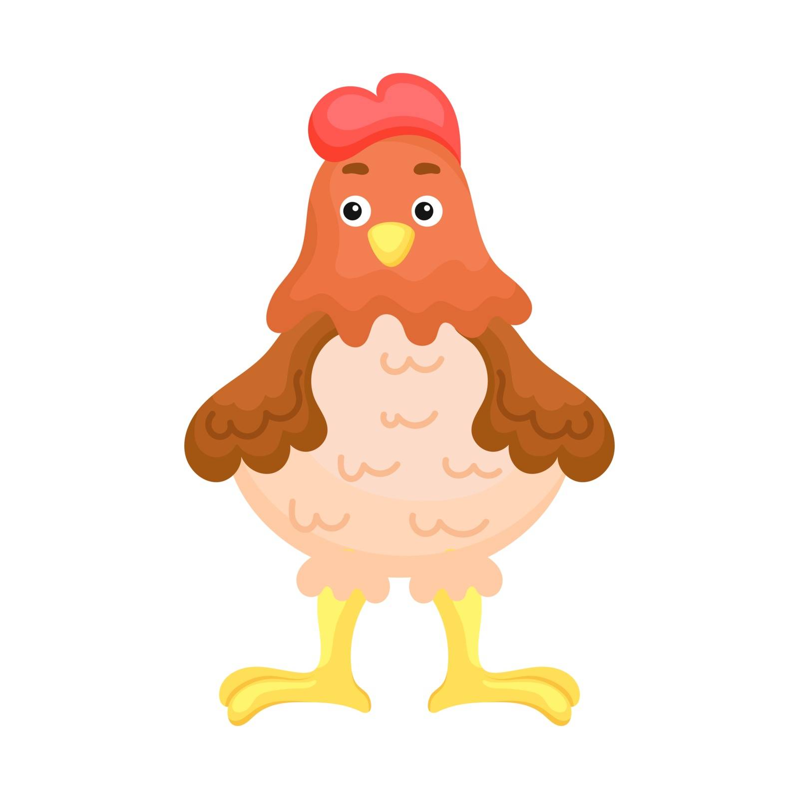 Cute funny chicken print on white background. Domestic cartoon a by Melnyk