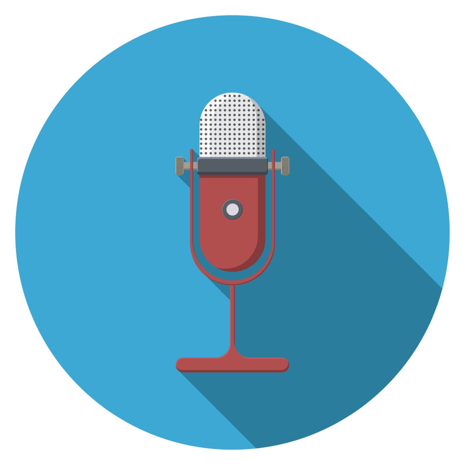 Flat design vector microphone icon with long shadow, isolated by Lemon_workshop