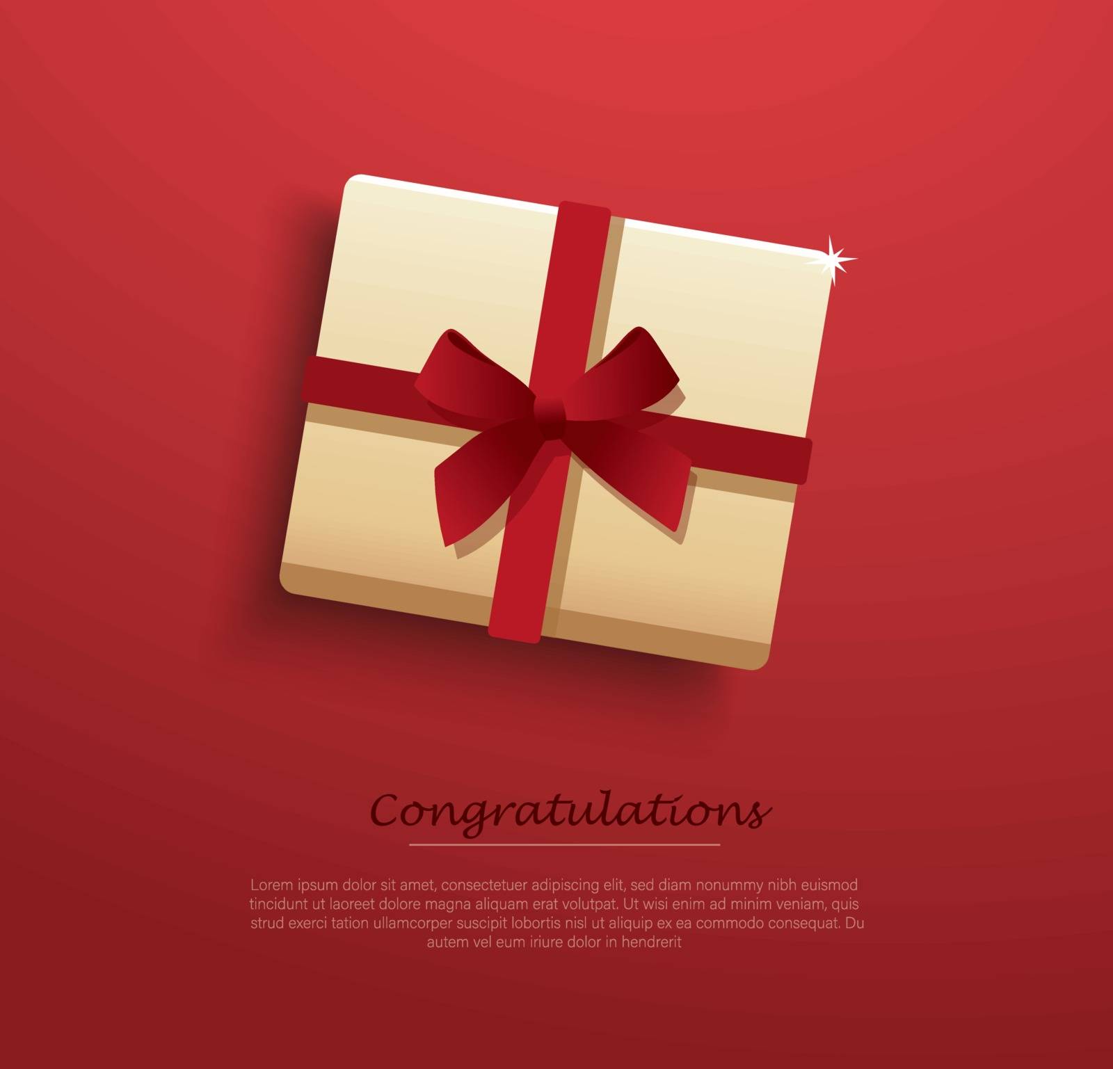 present box decorated with red bow vector illustration