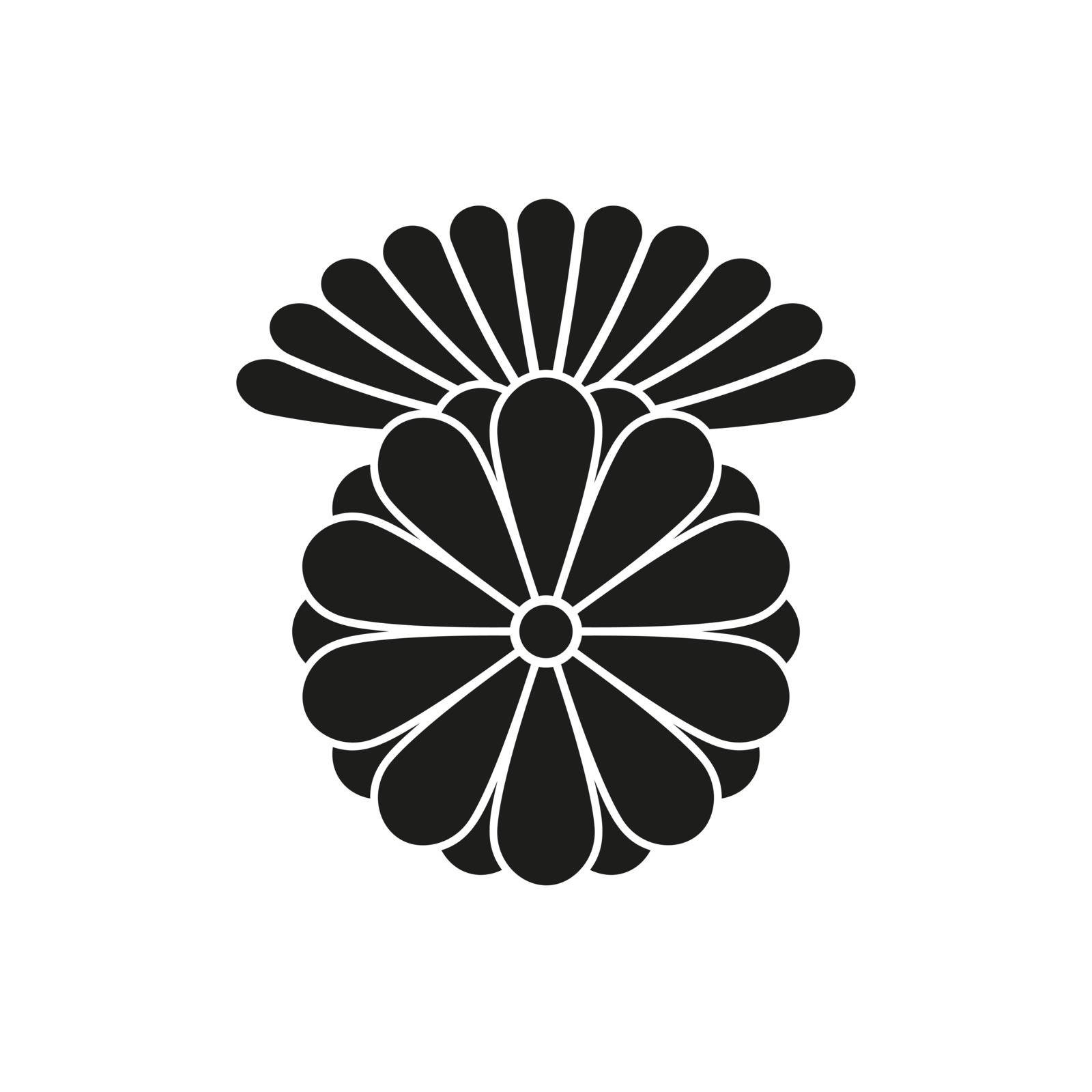 Japanese style design flower Sign or Royal symbol on white background. Vector and illustration