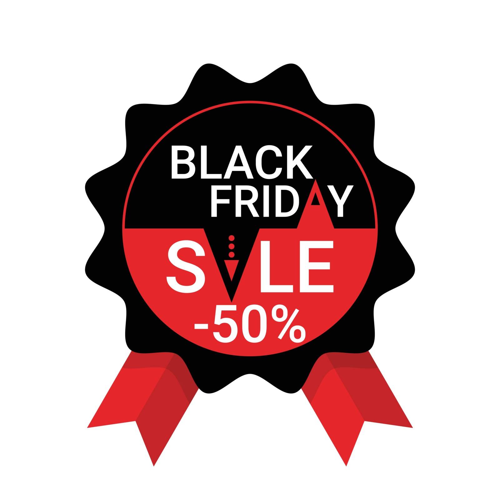 Black friday sale symbol or Black friday discount banner. Special offer sale tag discount, retail price sticker promotions sign. Design for logo, emblem, brochure, card, ad or badge. Isolated vector illustration by foxeel
