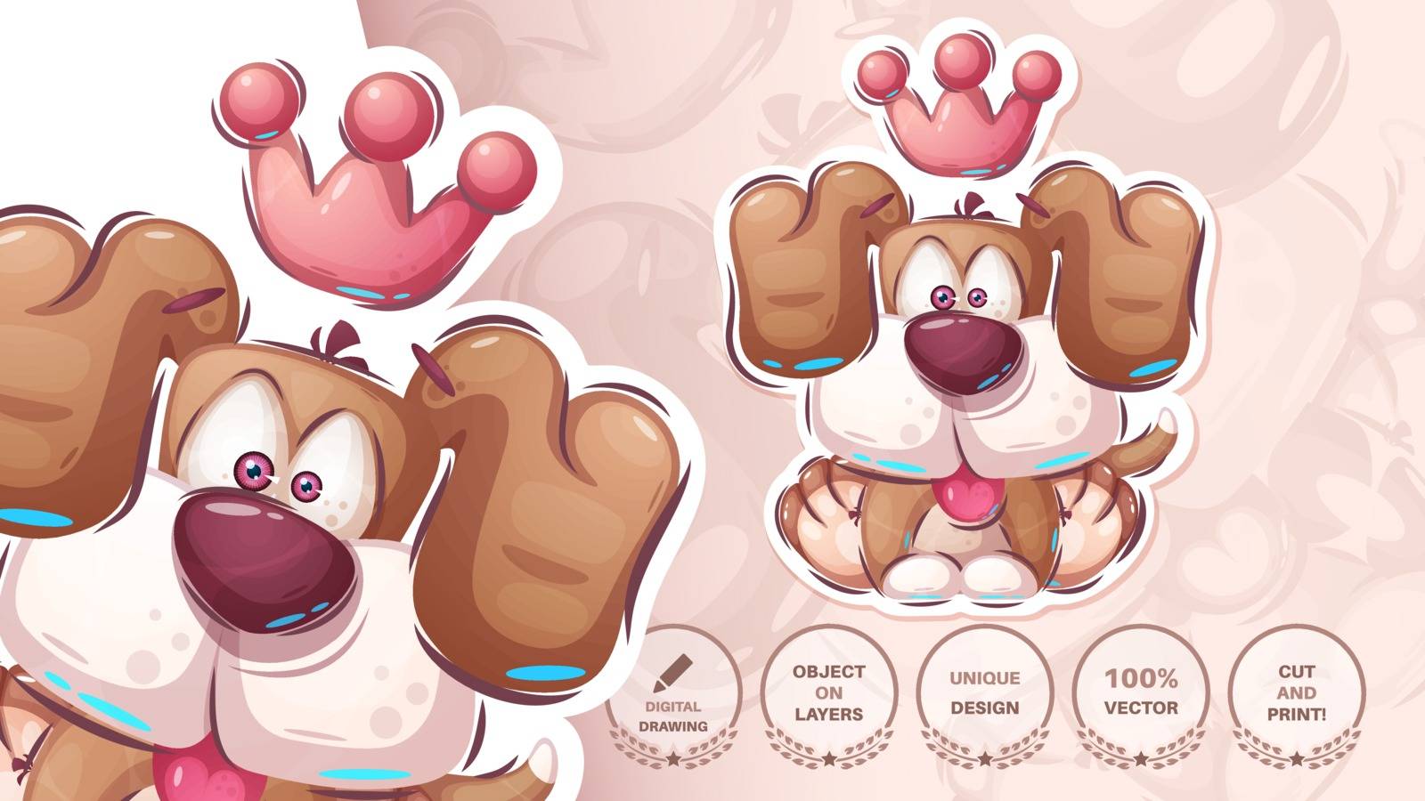 Funny king dog - cute sticker by rwgusev