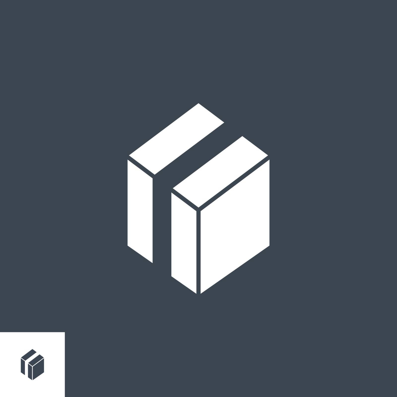 Box Related Vector Glyph Icon. Isolated on Black Background. Vector Illustration.