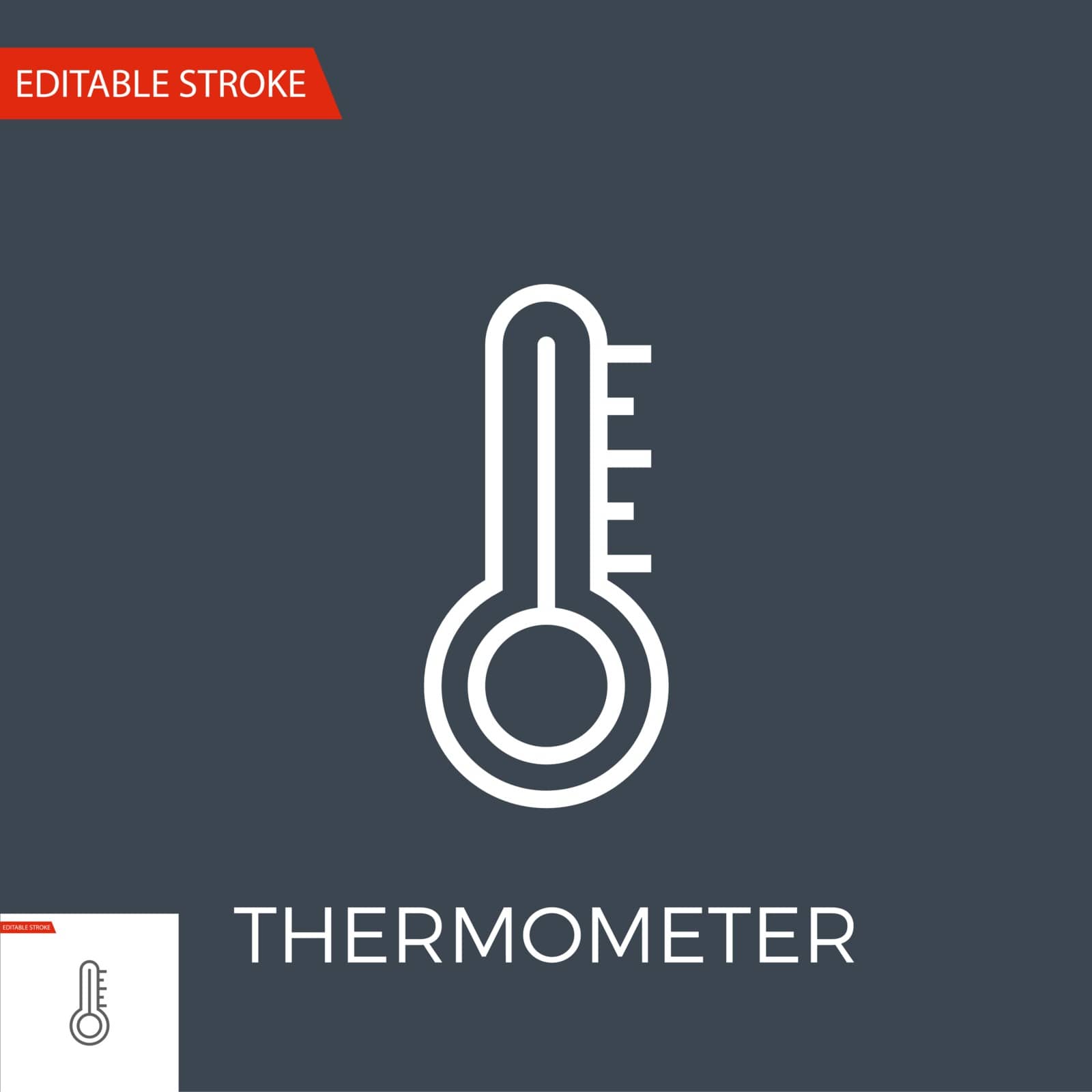 Thermometer Thin Line Vector Icon. Flat Icon Isolated on the Black Background. Editable Stroke EPS file. Vector illustration.