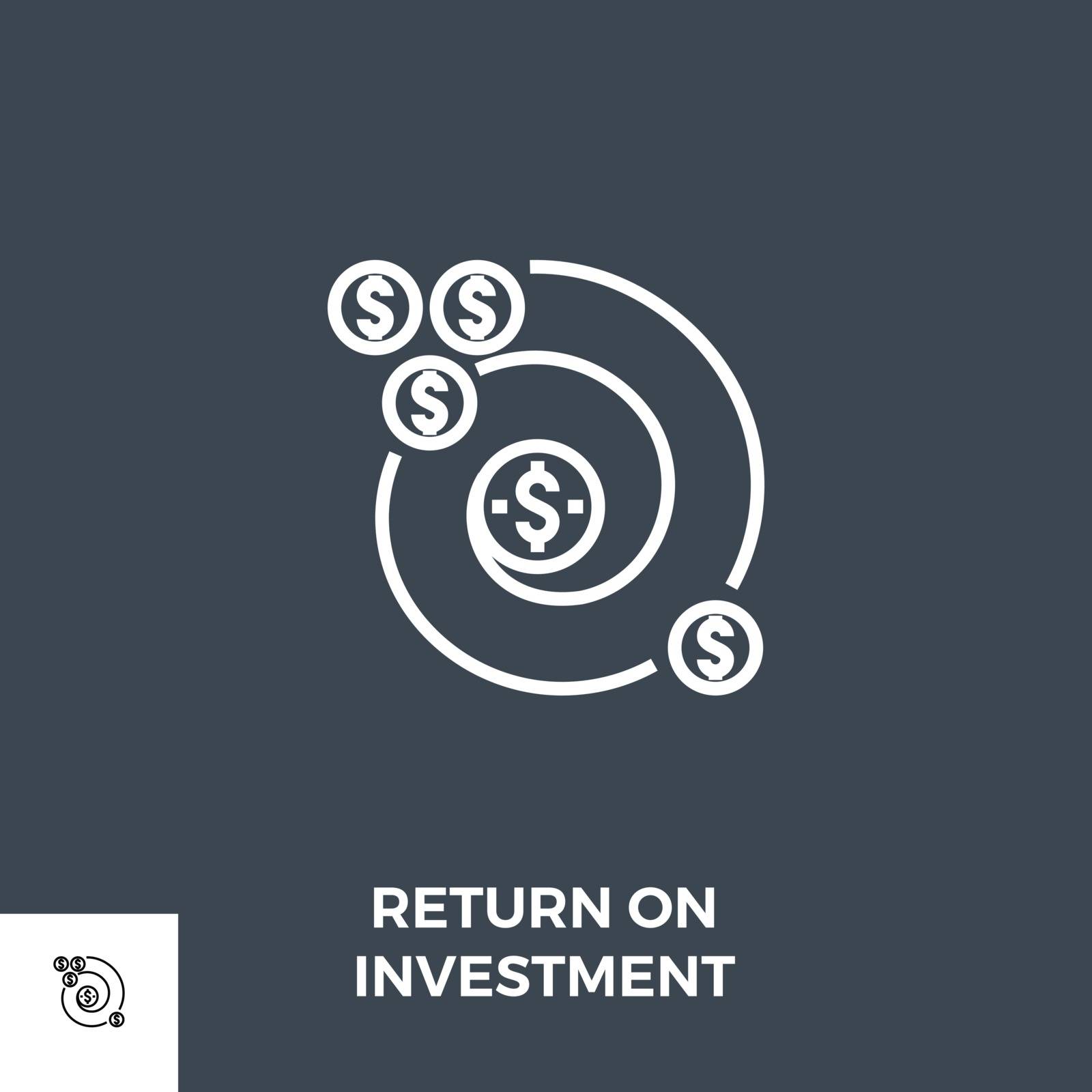 Return on Investment Related Vector Thin Line Icon. Isolated on Black Background. Editable Stroke. Vector Illustration.