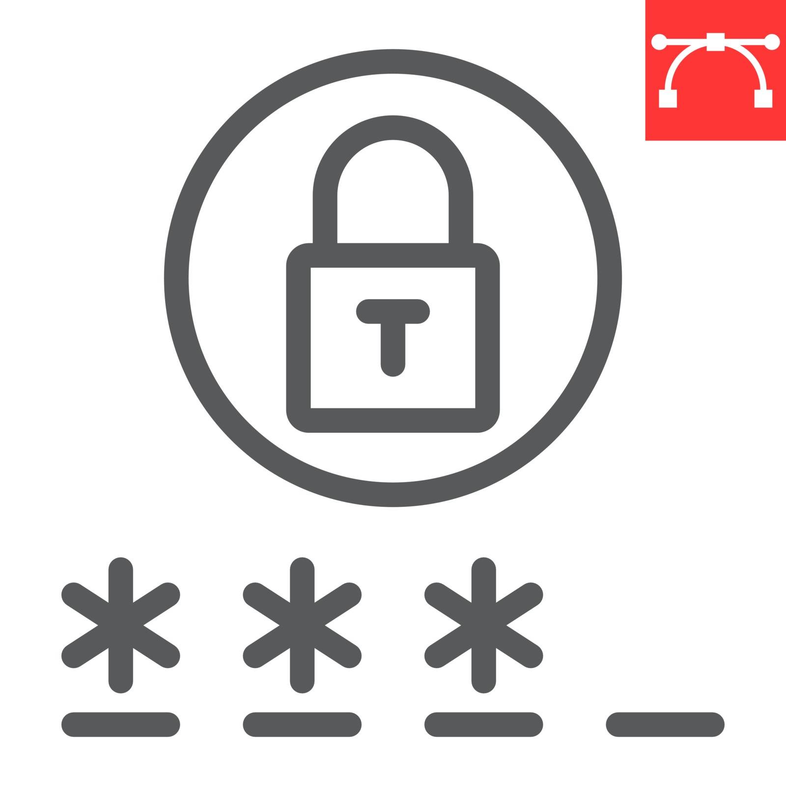 Password line icon, security and lock, padlock sign vector graphics, editable stroke linear icon, eps 10
