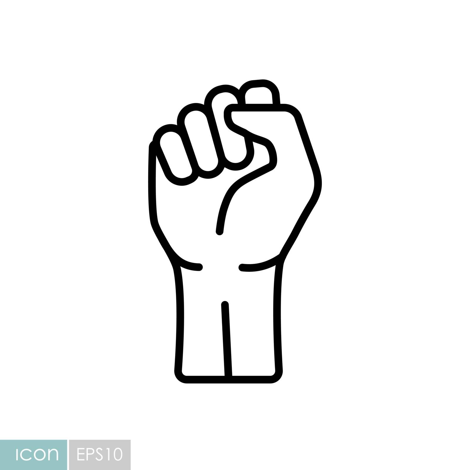 Fist raised up vector icon. Demonstration, manifestation, protest, strike, revolution