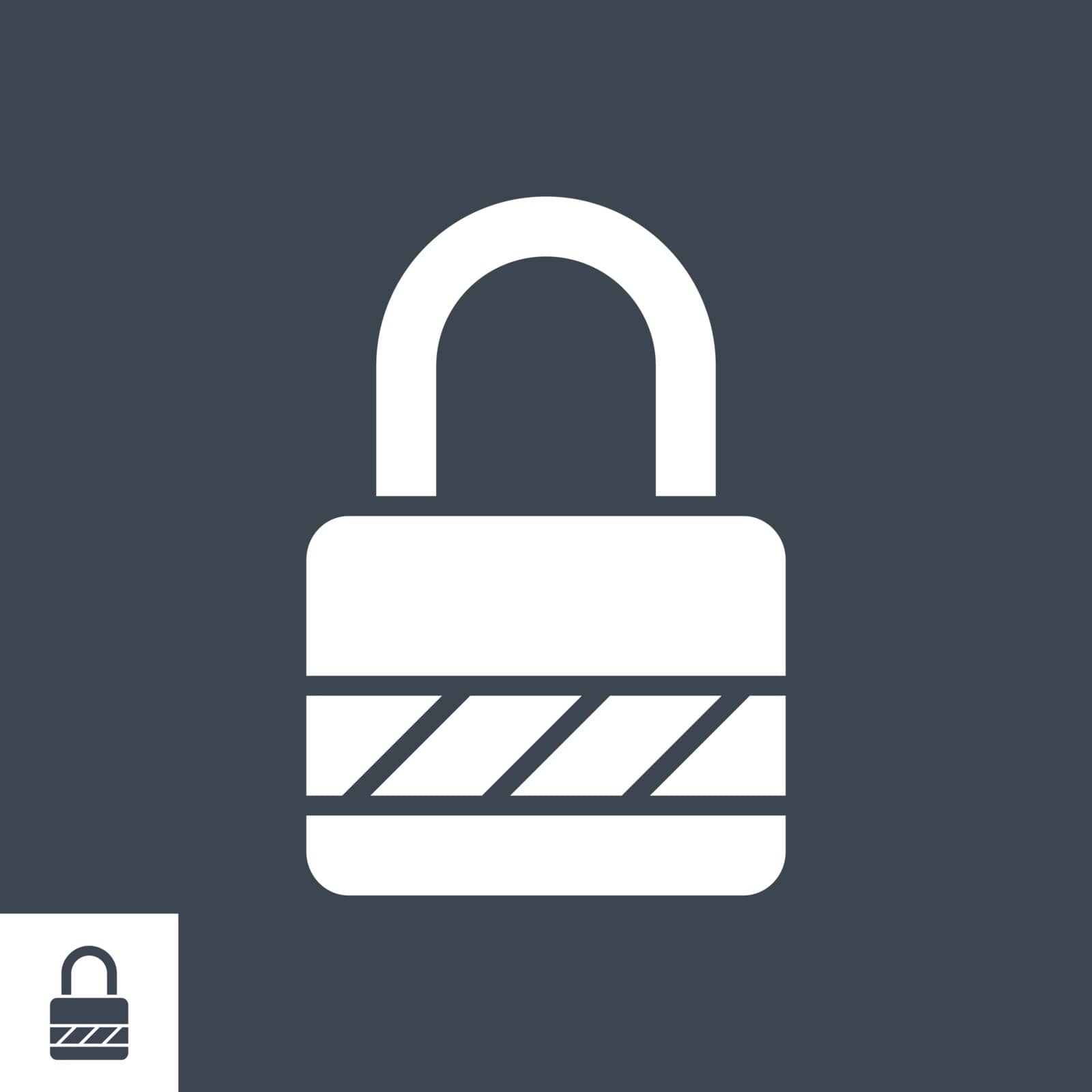 Padlock Related Vector Glyph Icon. Isolated on Black Background. Vector Illustration.