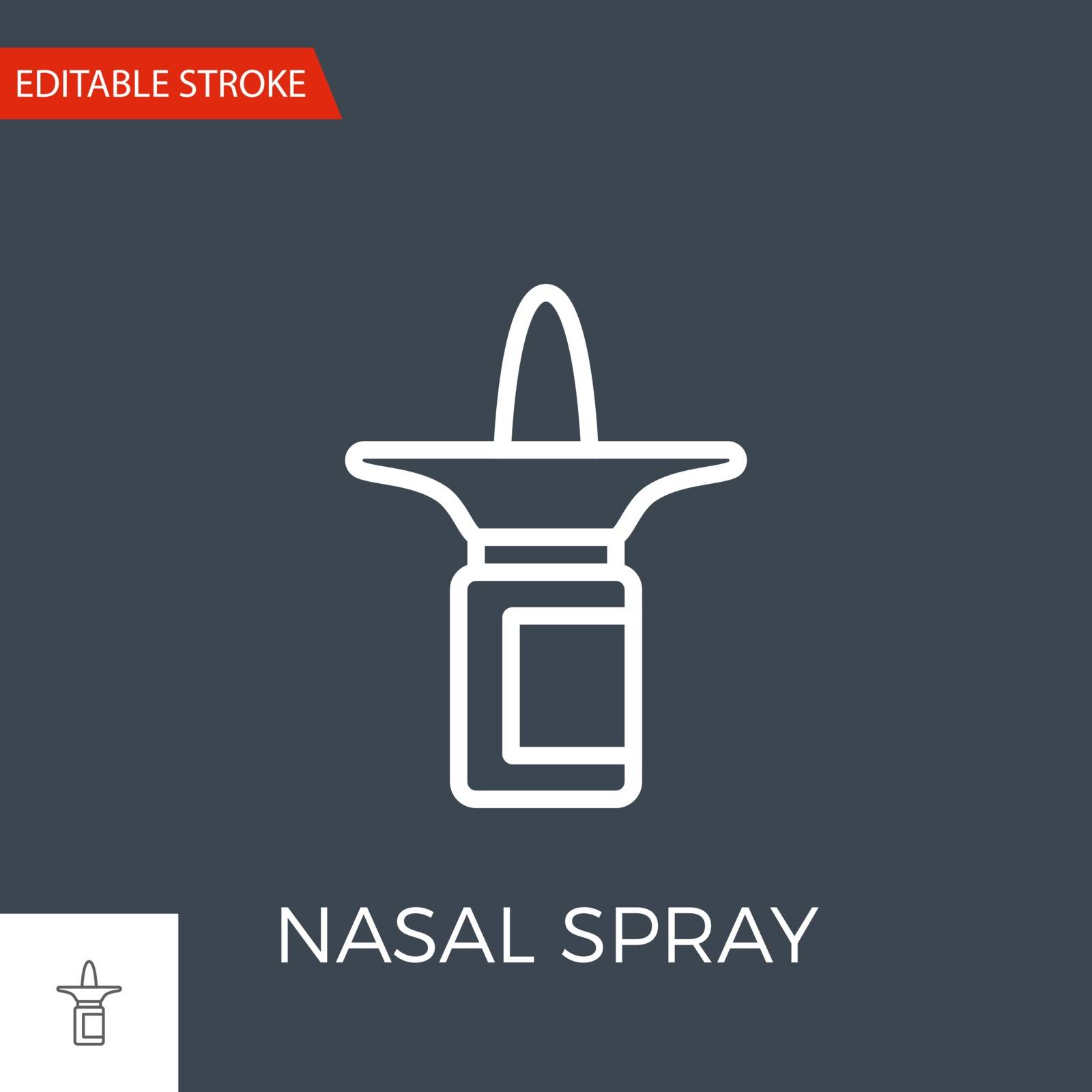 Nasal Spray Thin Line Vector Icon. Flat Icon Isolated on the Black Background. Editable Stroke EPS file. Vector illustration.