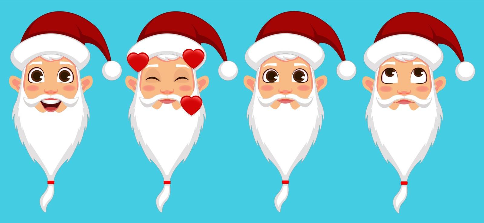 Santa Claus with different facial expressions set