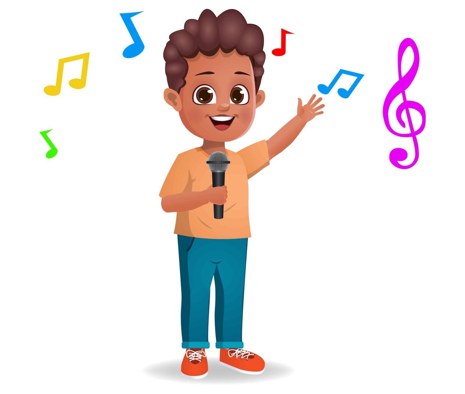 cute boy kid singing song vector by vectordhunia