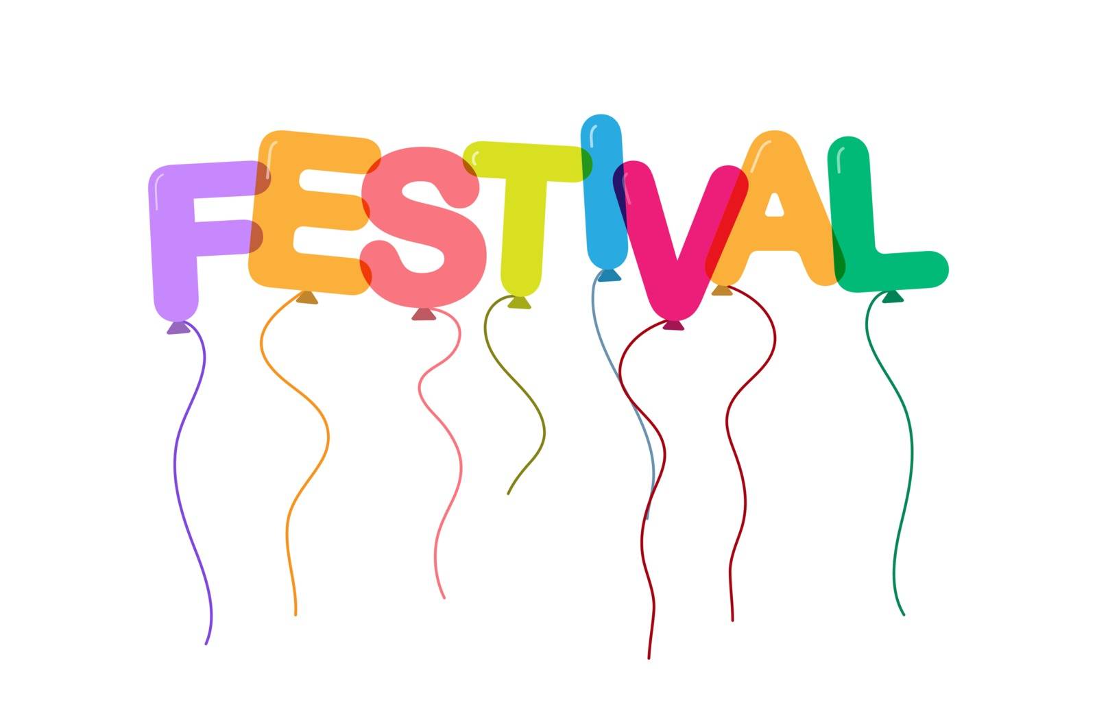 FESTIVAL. Balloons in the form of letters. Flat design
